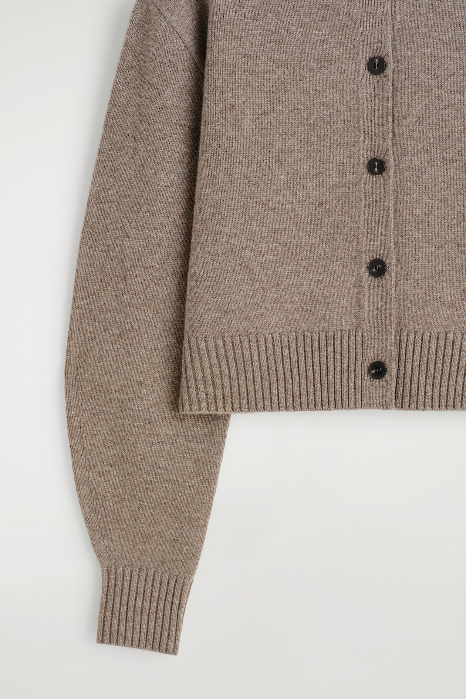 MERINO WOOL CARDIGAN - BEIGE MÉLANGE/BLACK/BUTTER YELLOW - 7