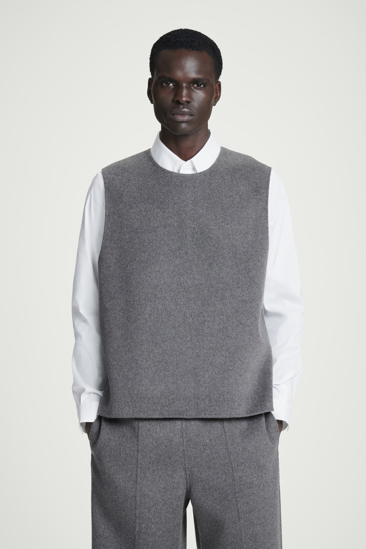 DOUBLE-FACED WOOL VEST - GREY