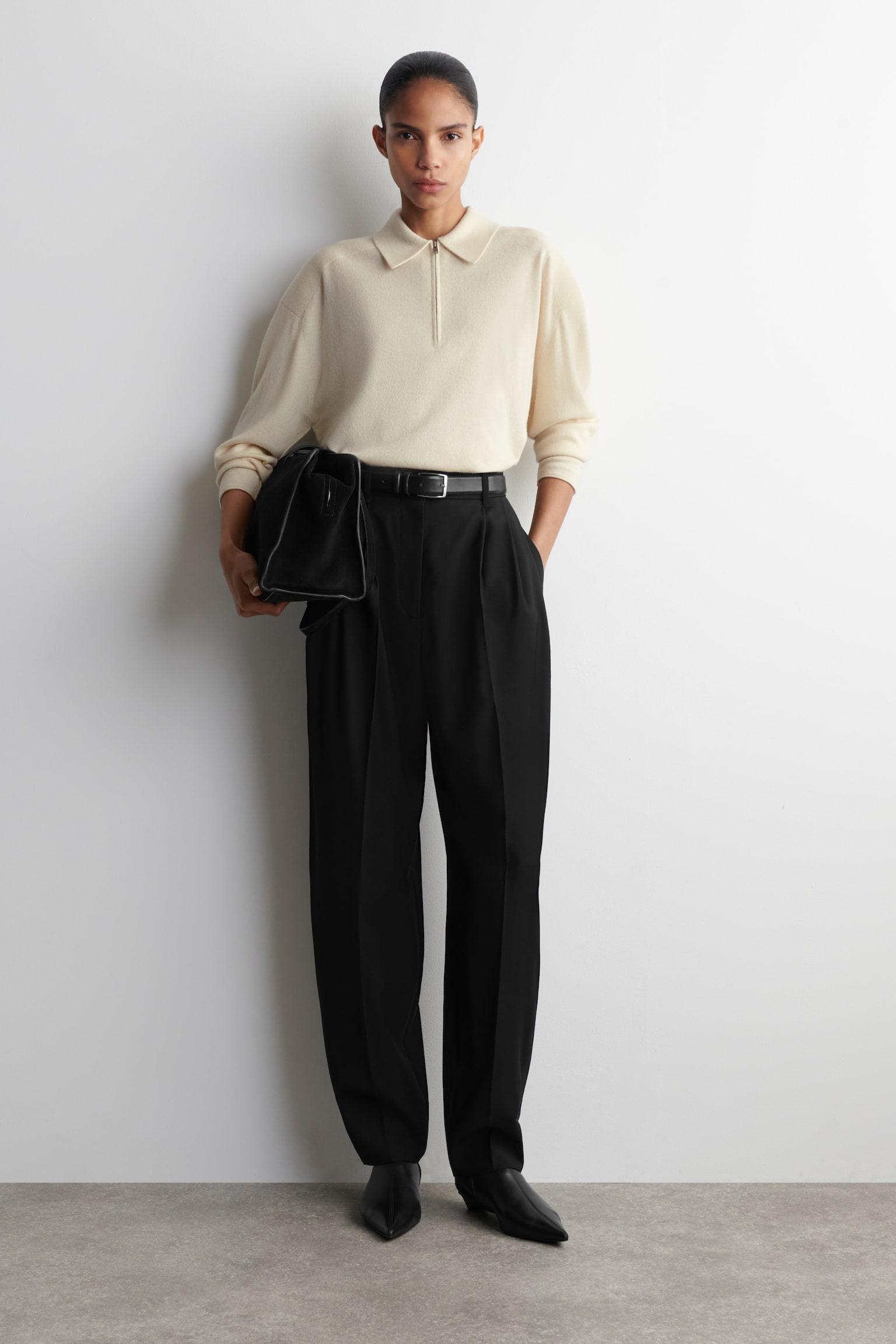 POLO CON CERNIERA IN LANA MERINO E YAK - BIANCO/MARRONE MÉLANGE/BORDEAUX - 7