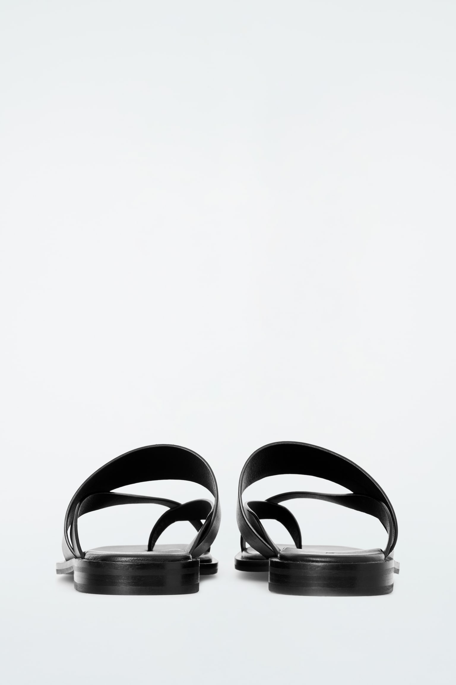 LEATHER TOE-THONG SANDALS - BLACK - 3