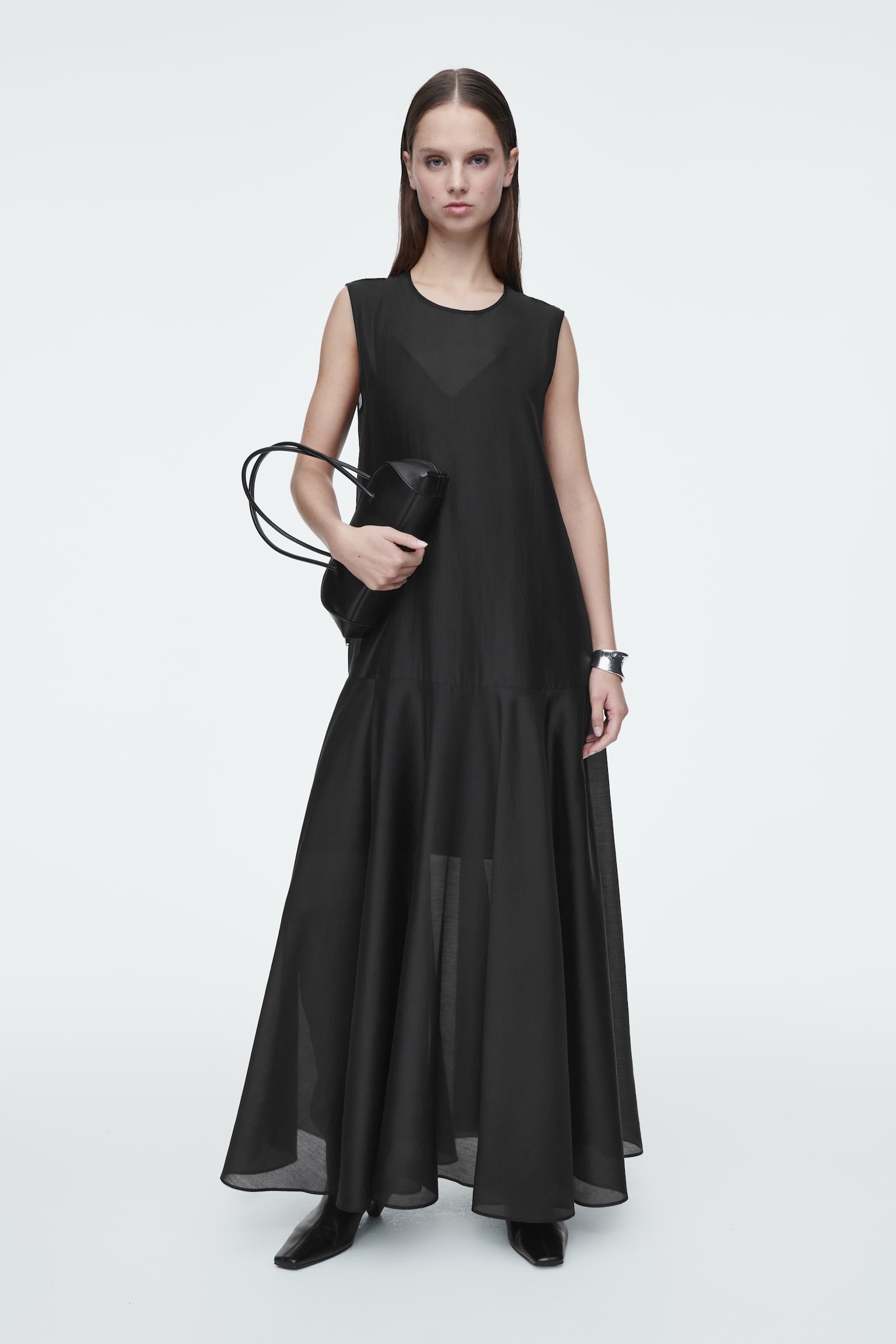 SHEER MAXI DRESS - BLACK - 1