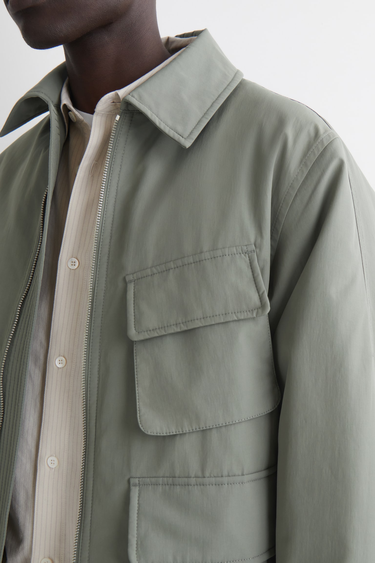 Topattu nylon‑monitoimitakki - Salviavihreä/musta - 5