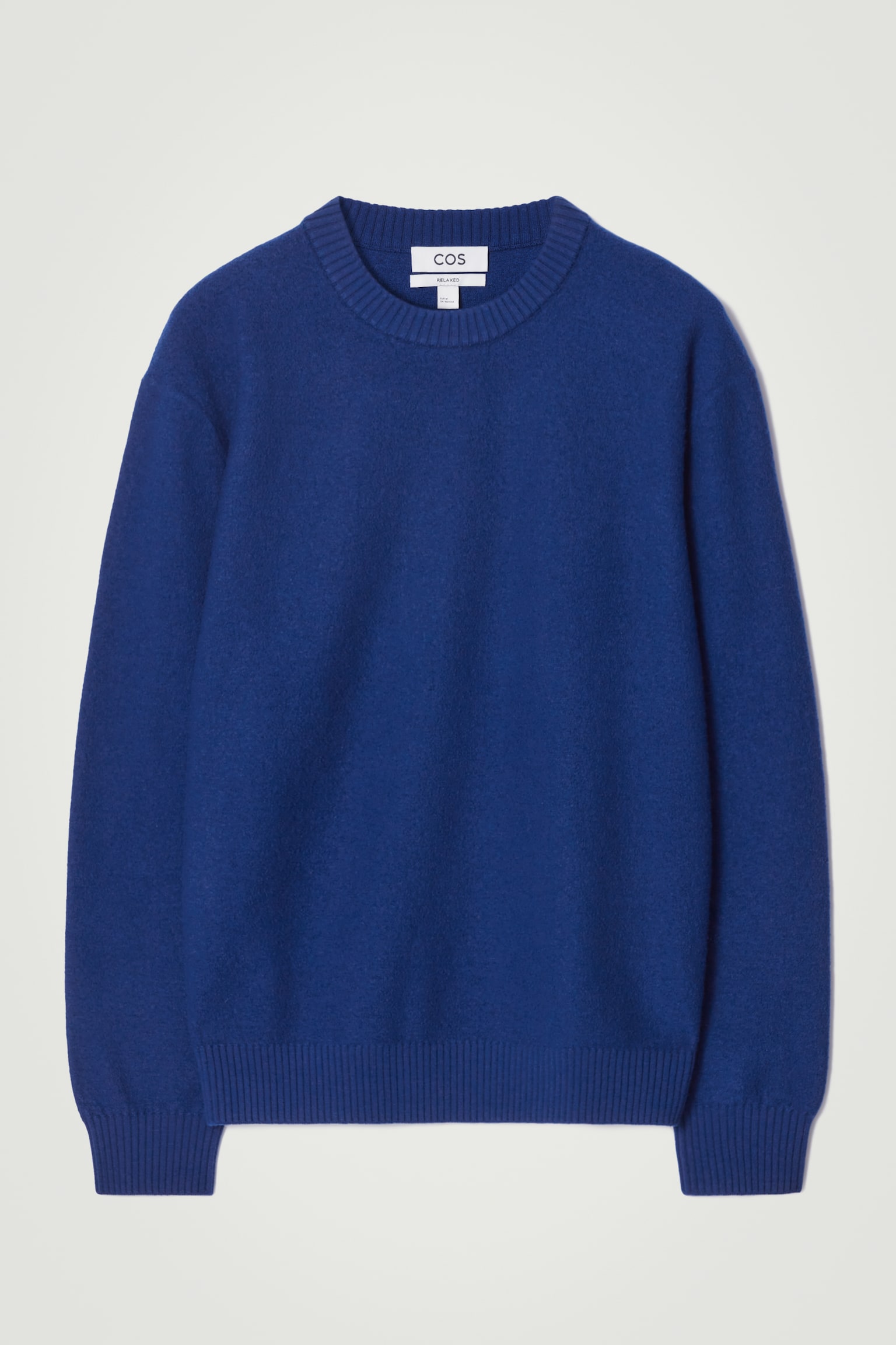 BOILED-WOOL CREW-NECK JUMPER - COBALT BLUE/NAVY / STRIPED/BLACK - 2