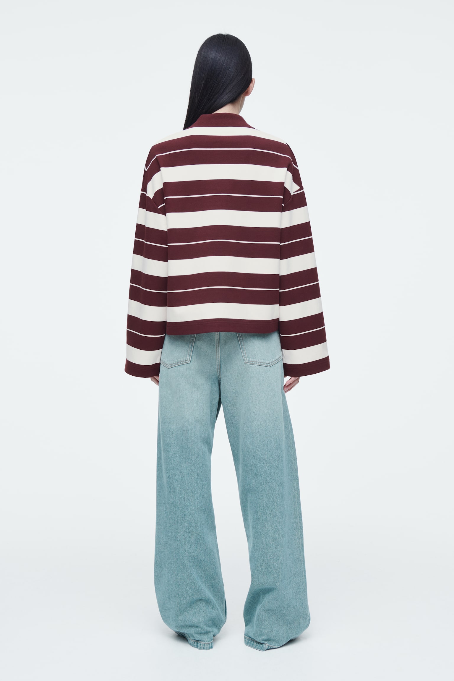 STRIPED JERSEY RUGBY SHIRT - BURGUNDY / STRIPED - 7