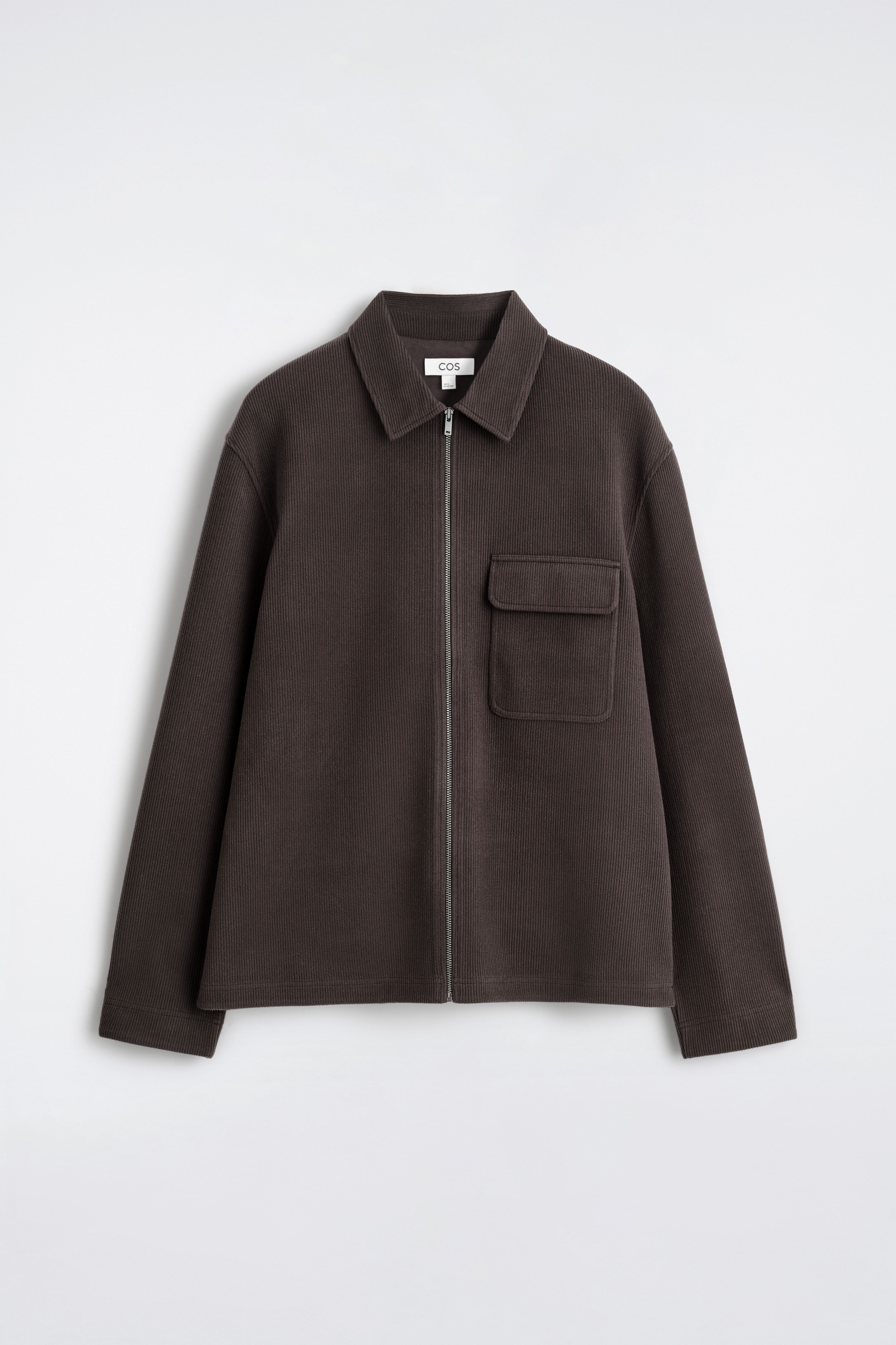 HEMDJACKE AUS CORD-JERSEY MIT REISSVERSCHLUSS - DUNKELBRAUN