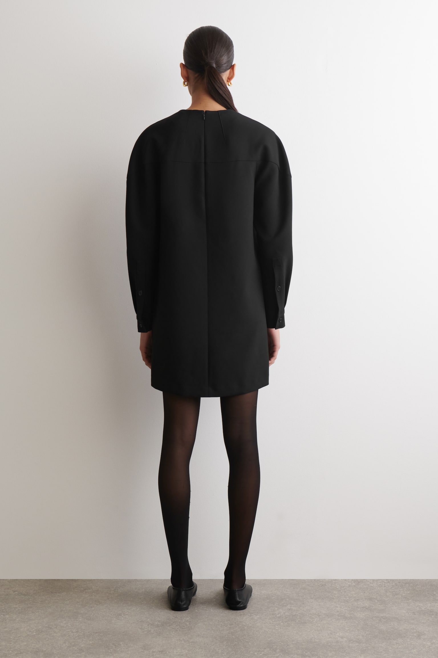 ROCHIE MINI CU MÂNECI LUNGI CROITĂ PE MĂSURĂ - NEGRU - 5