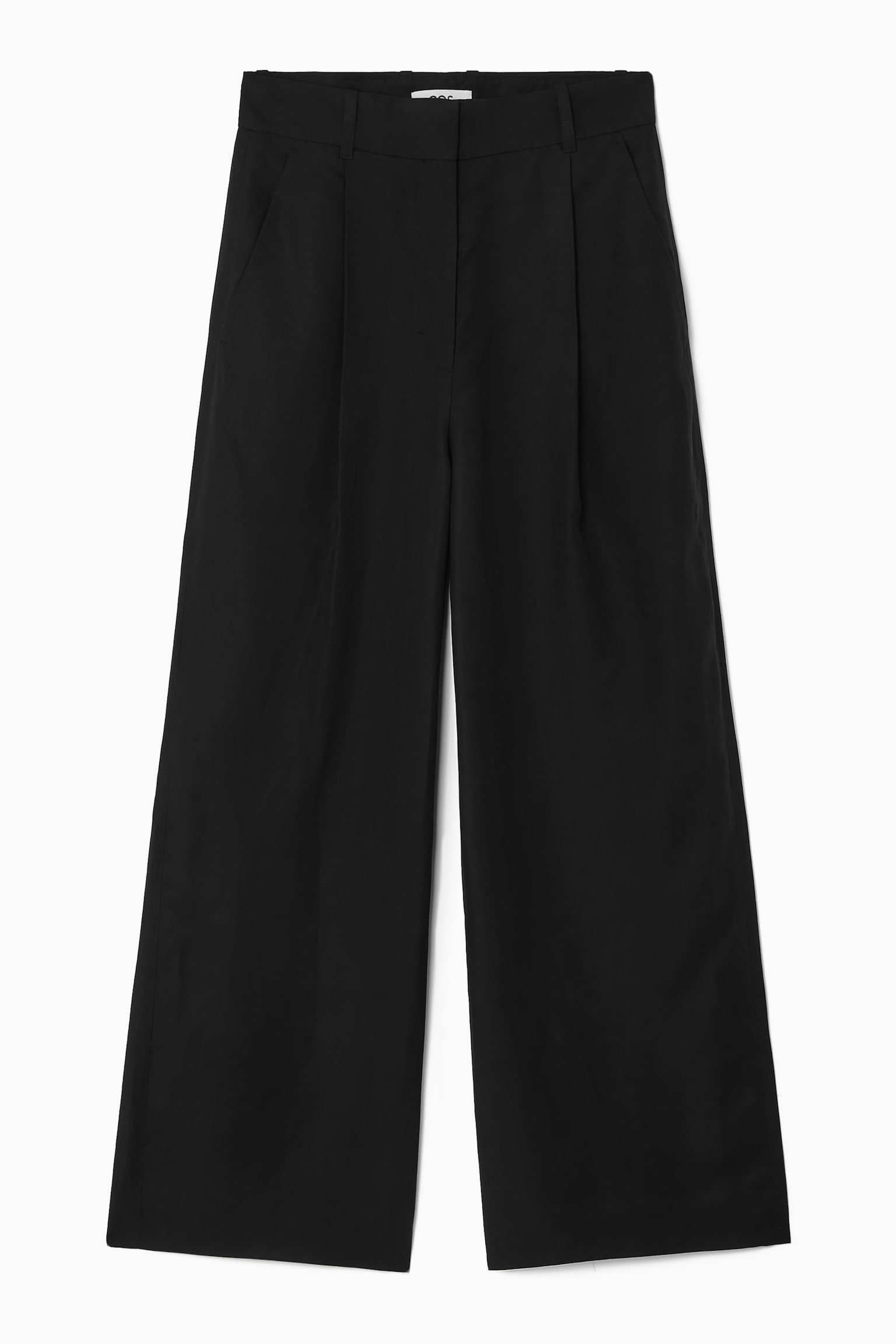 RELAXED LINEN-BLEND WIDE-LEG TROUSERS - BLACK/BROWN/DARK KHAKI - 2