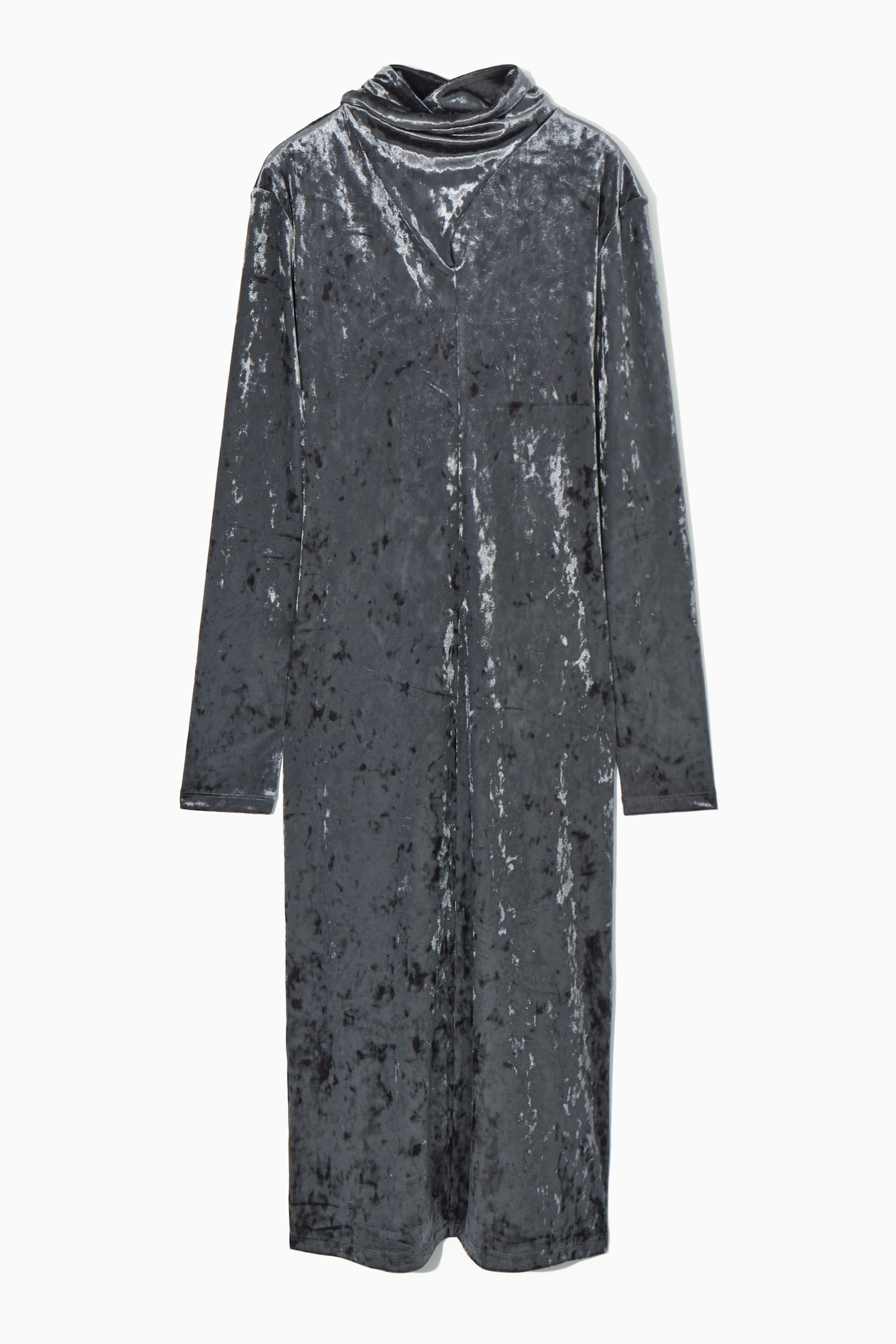 OPEN-BACK VELVET MIDI DRESS - DARK GREY/BLACK - 1