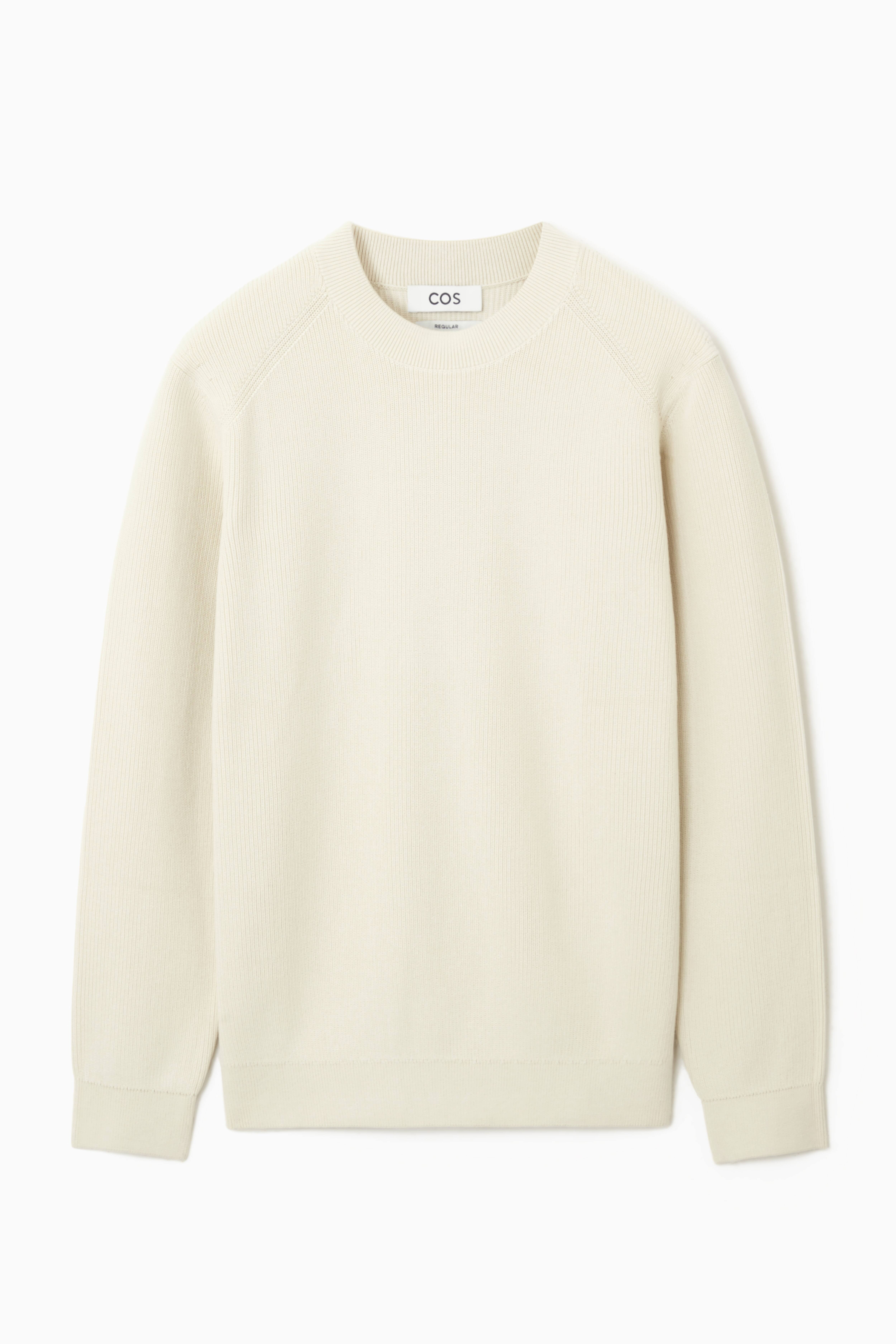RIBBED-KNIT JUMPER - Crew-neck - Long sleeve - KHAKI GREEN - Men 