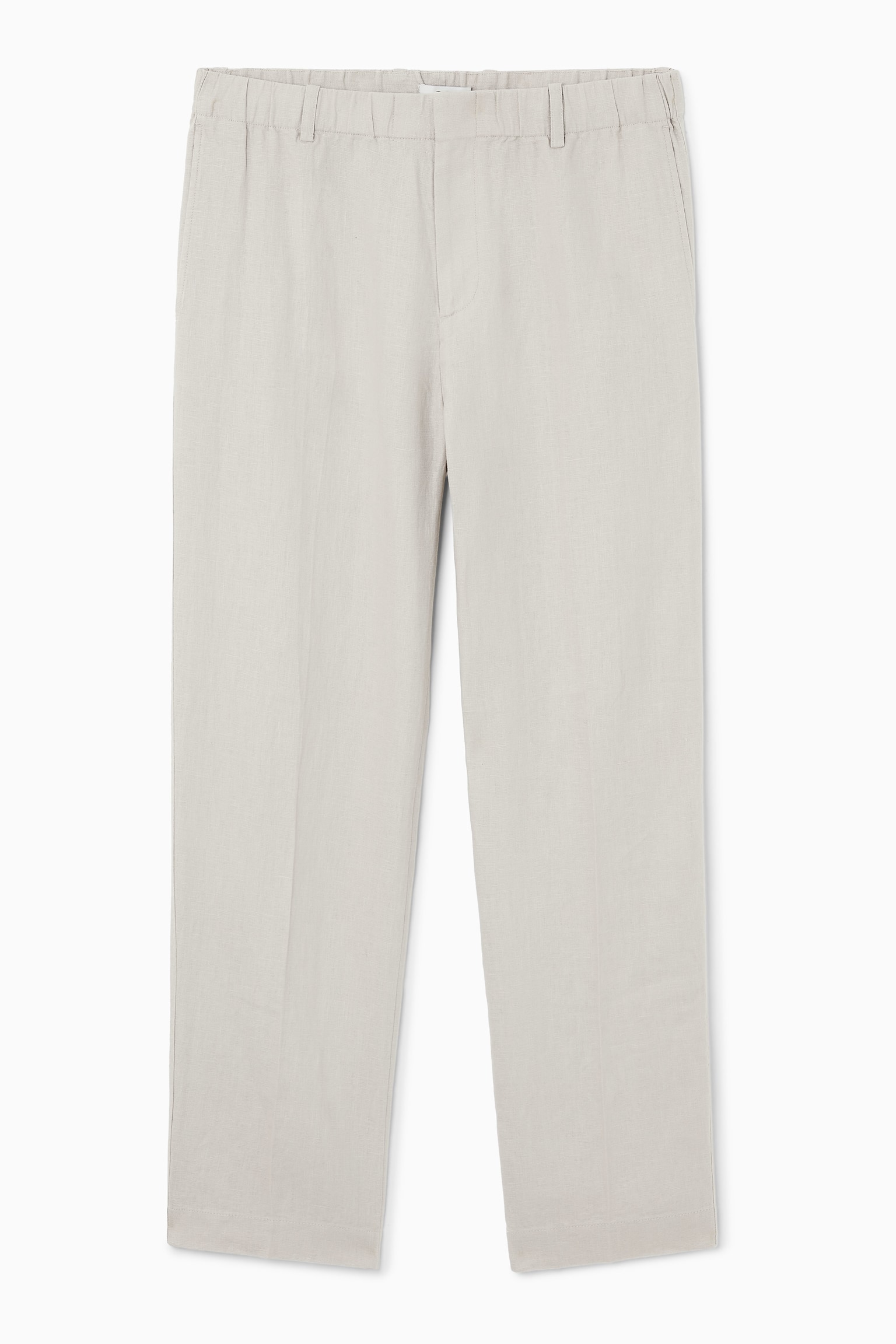 RELAXED ELASTICATED LINEN STRAIGHT-LEG TROUSERS - STONE/DARK NAVY/GREY / PINSTRIPE - 2