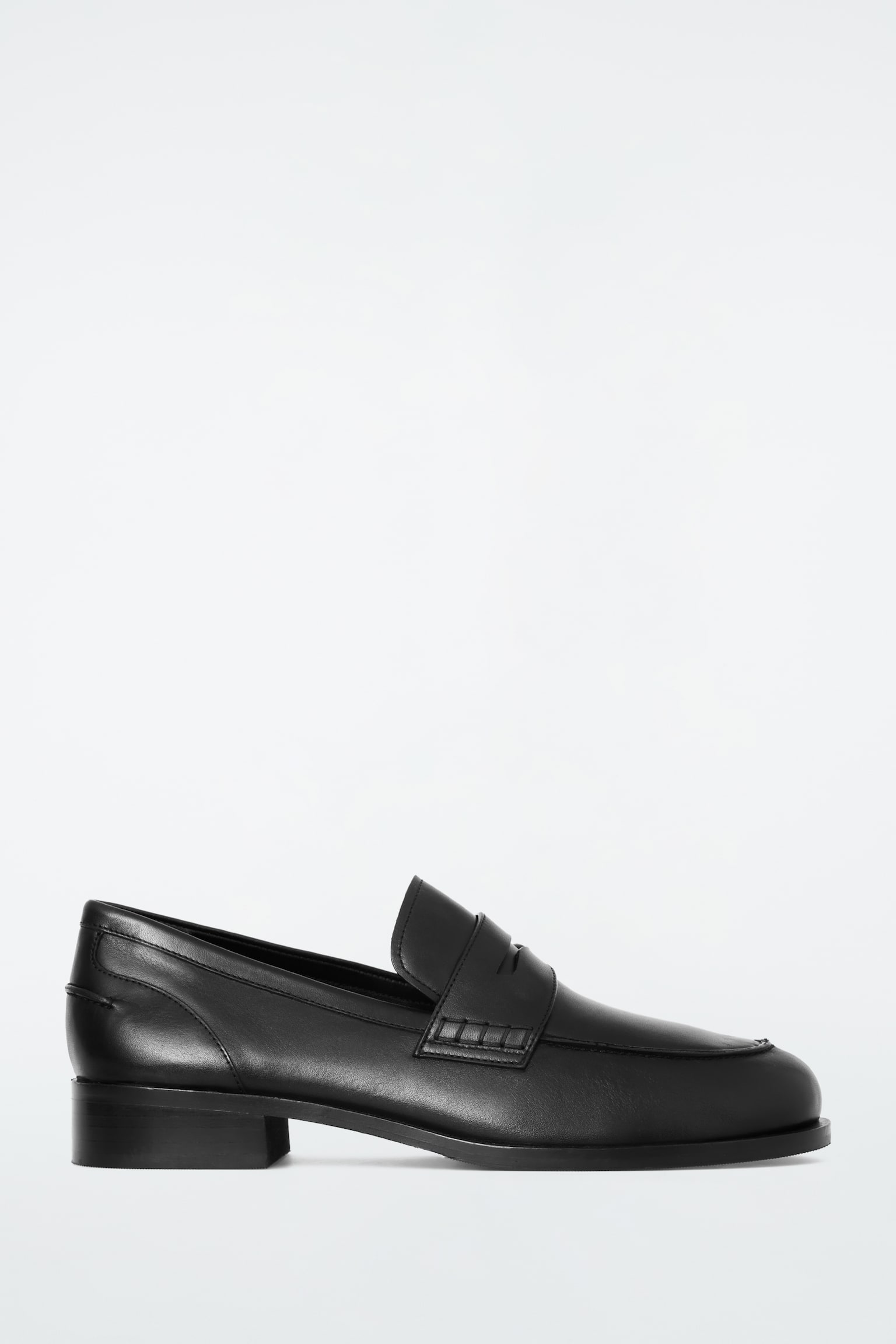 PINTUCKED LEATHER PENNY LOAFERS - BLACK - 2