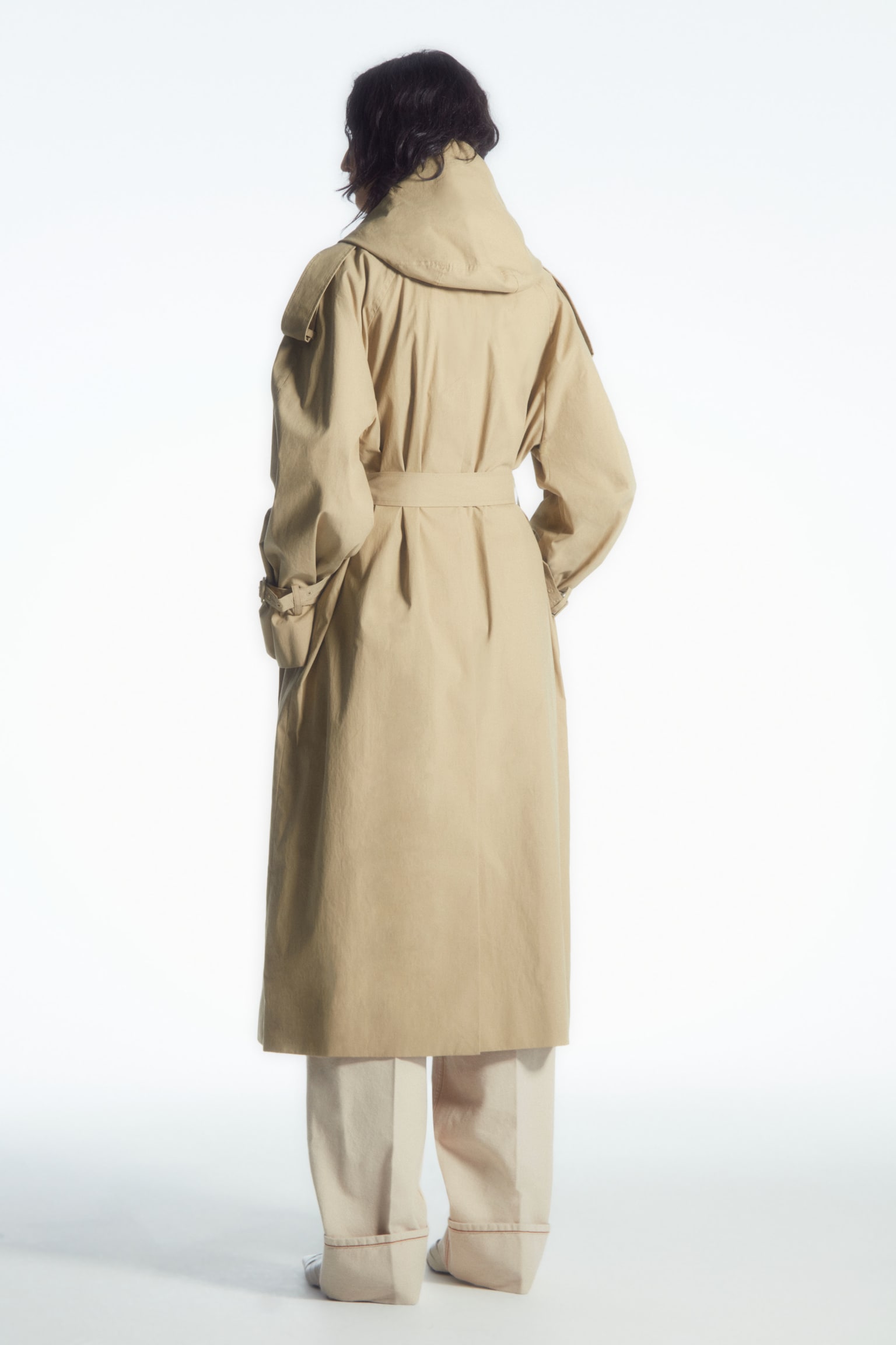 HOODED TRENCH COAT - BEIGE - 3