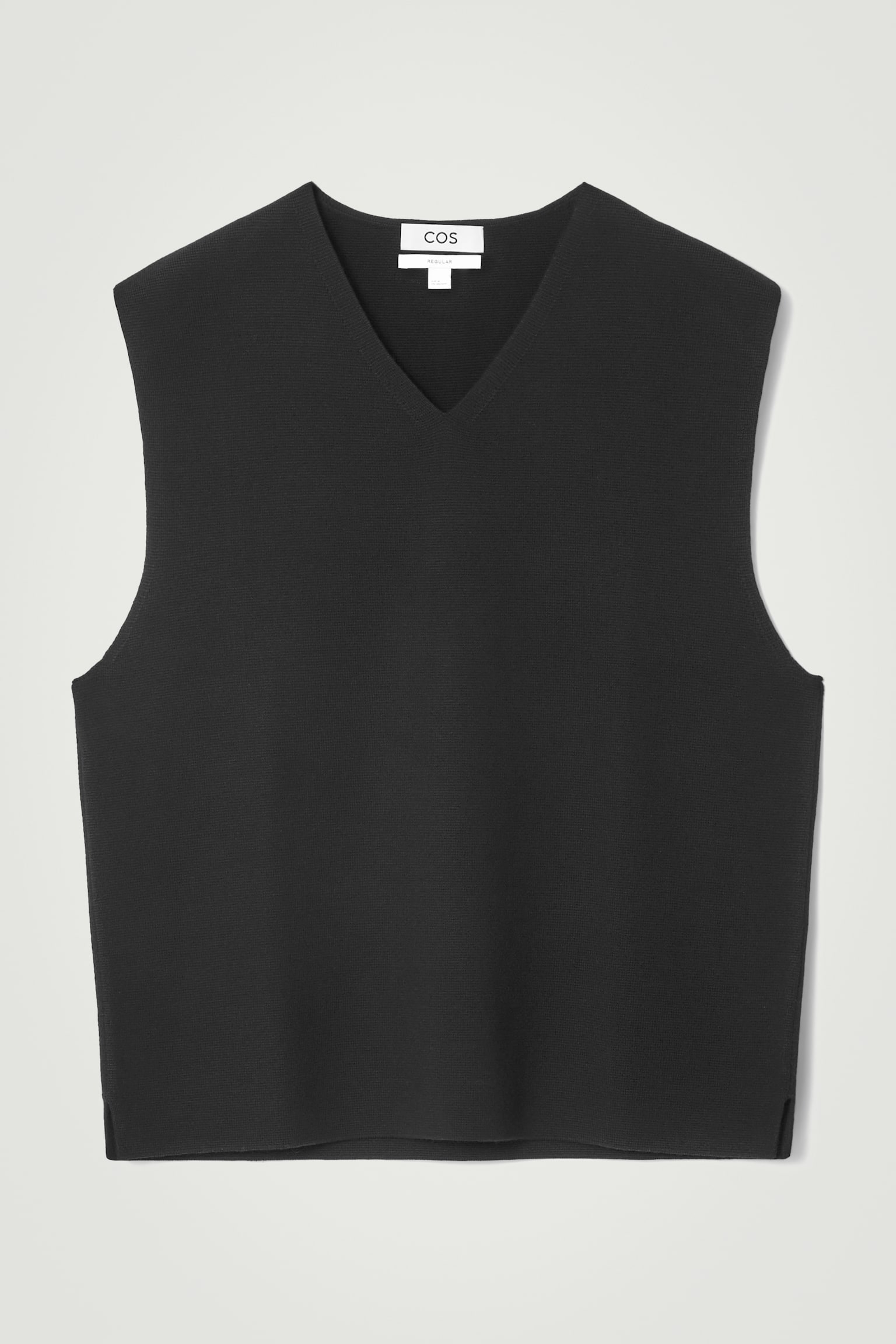 V-NECK MILANO-KNIT WOOL VEST - BLACK - 2