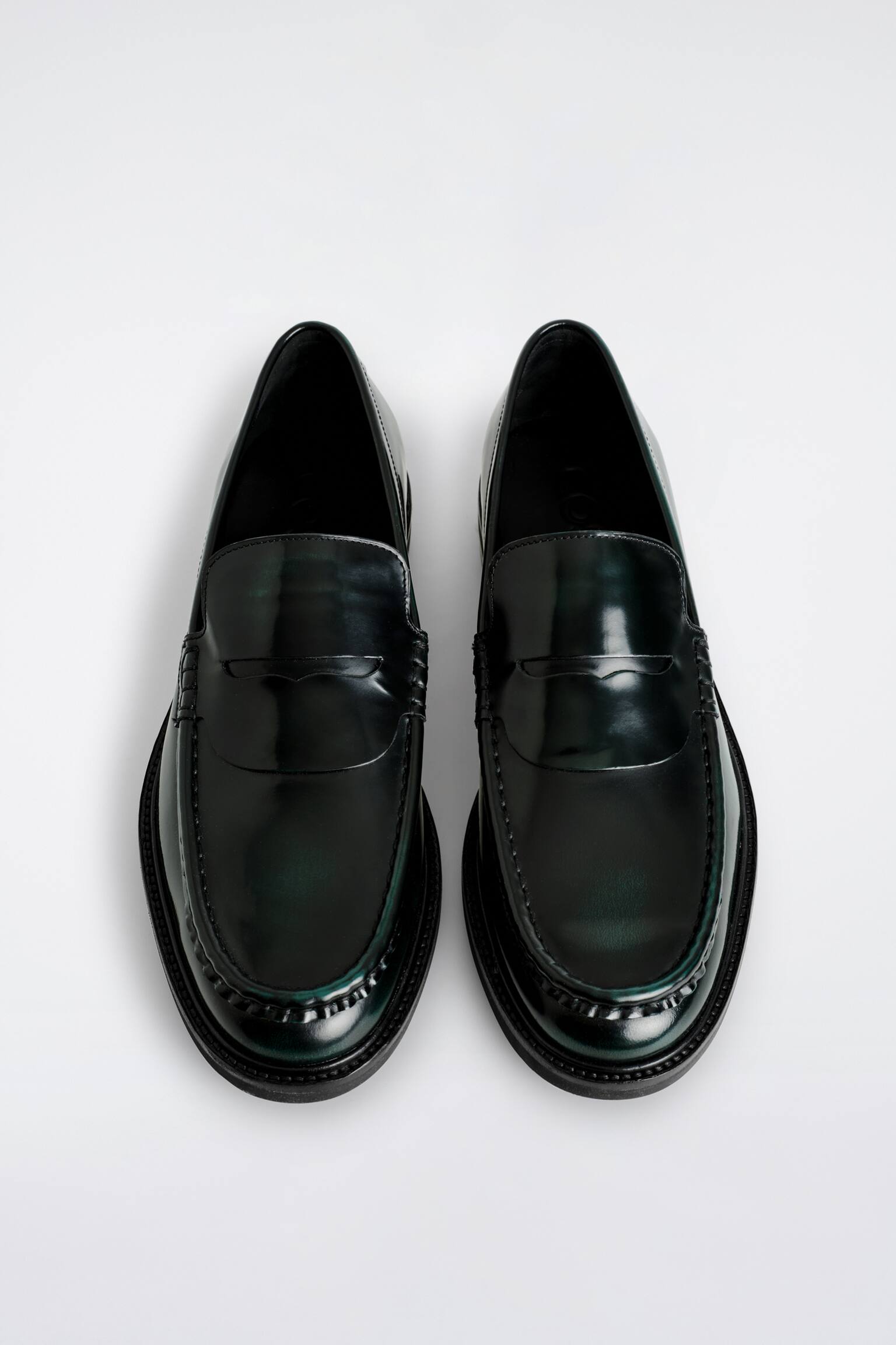 Loafers i rubbet skinn - mørkegrønn - 5