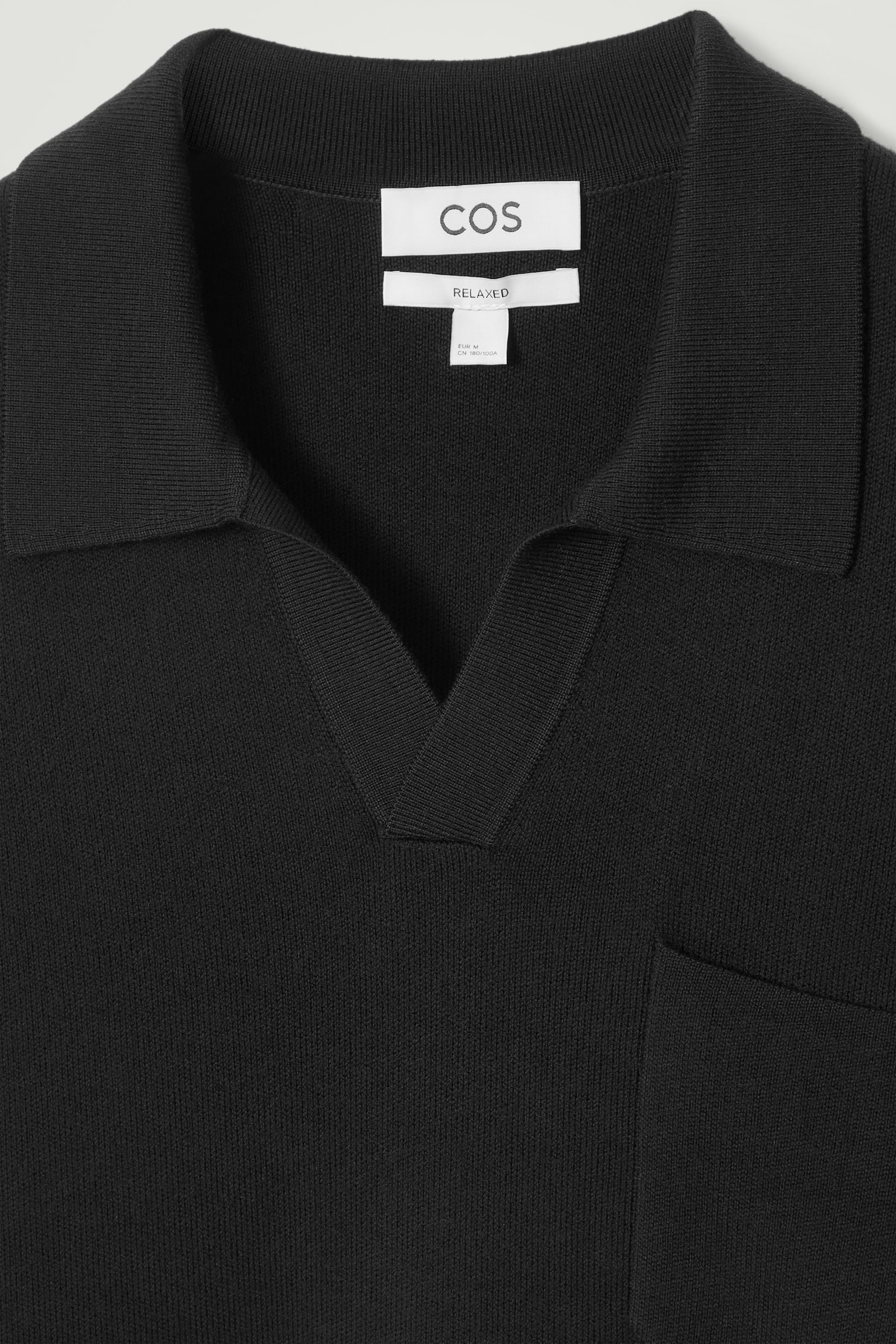 KNITTED WOOL LONG-SLEEVED POLO SHIRT - BLACK - 5