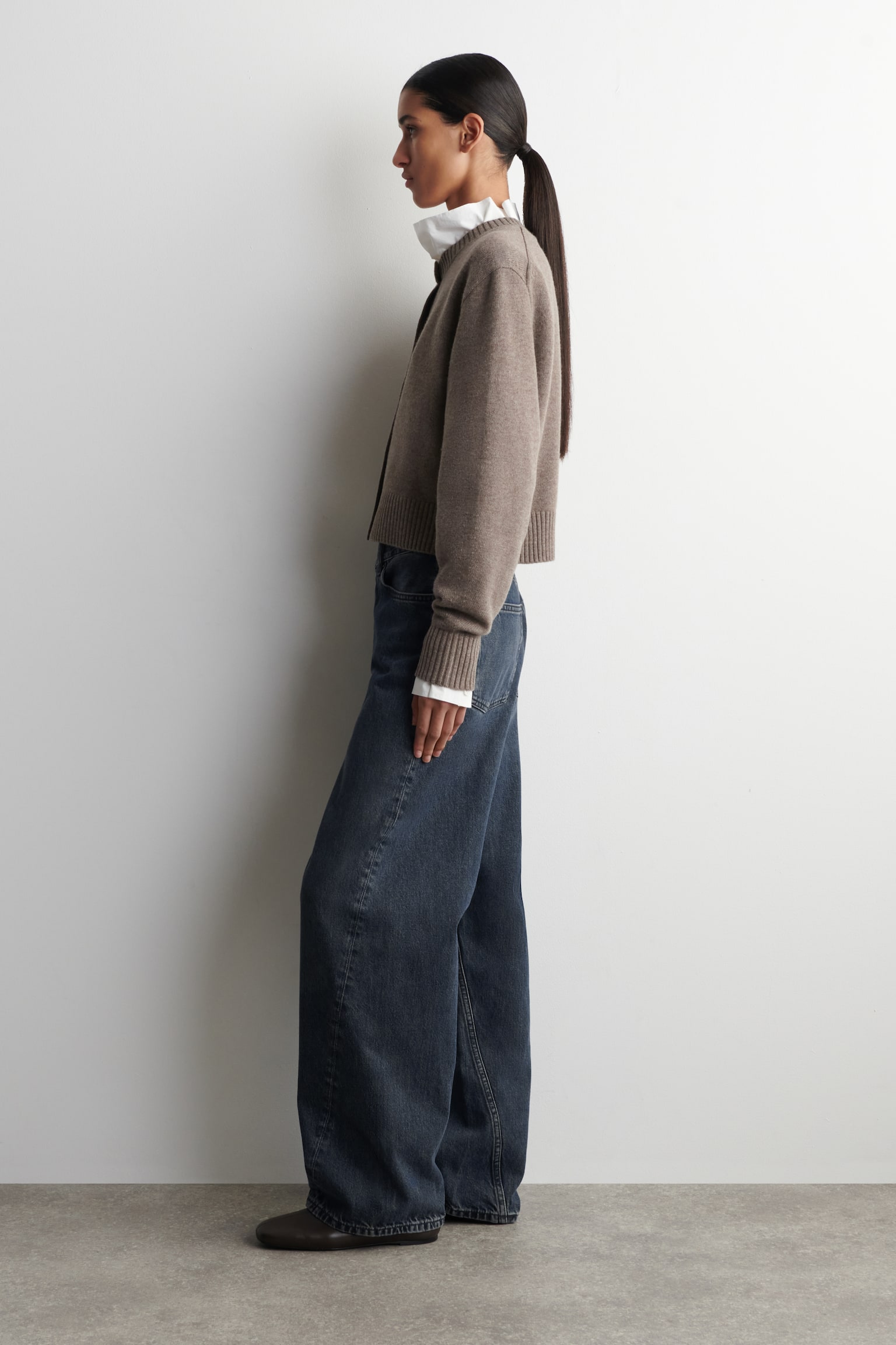 MERINO WOOL CARDIGAN - BEIGE MÉLANGE/BLACK/BUTTER YELLOW - 6