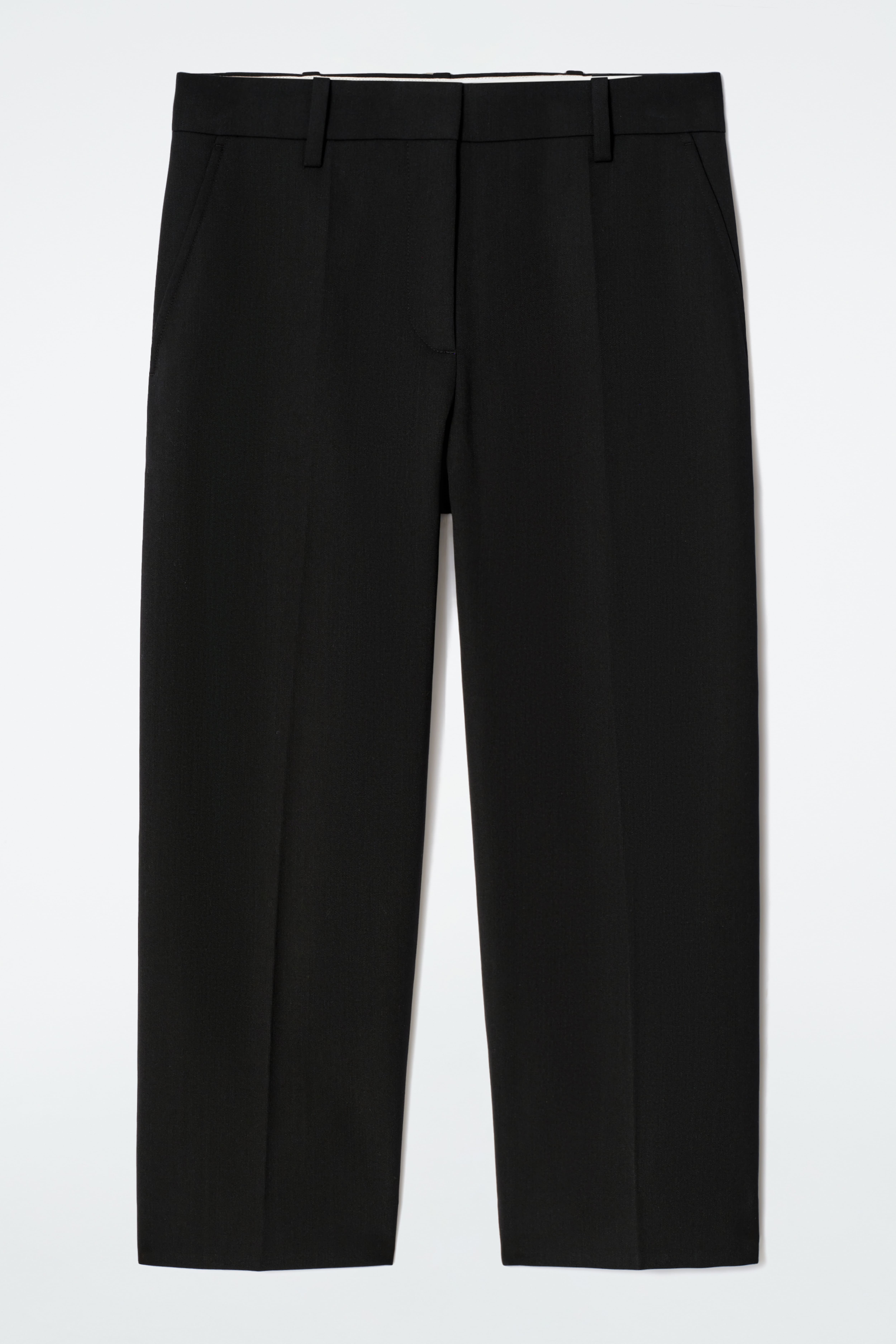 PANTALONI CAPRI DIN AMESTEC DE LÂNĂ - NEGRU