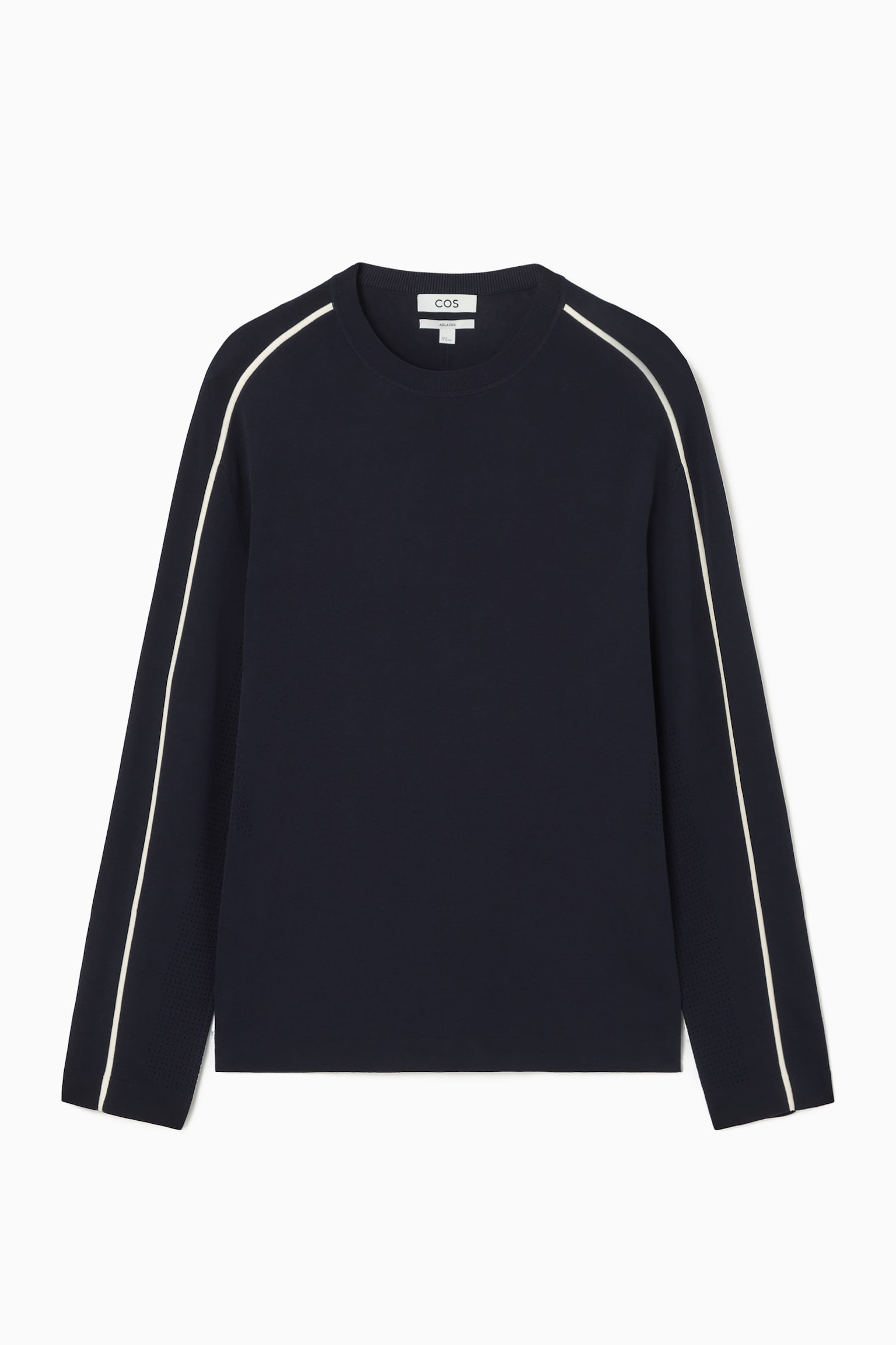 MESH-PANELLED CREW-NECK JUMPER - NAVY / WHITE - 2