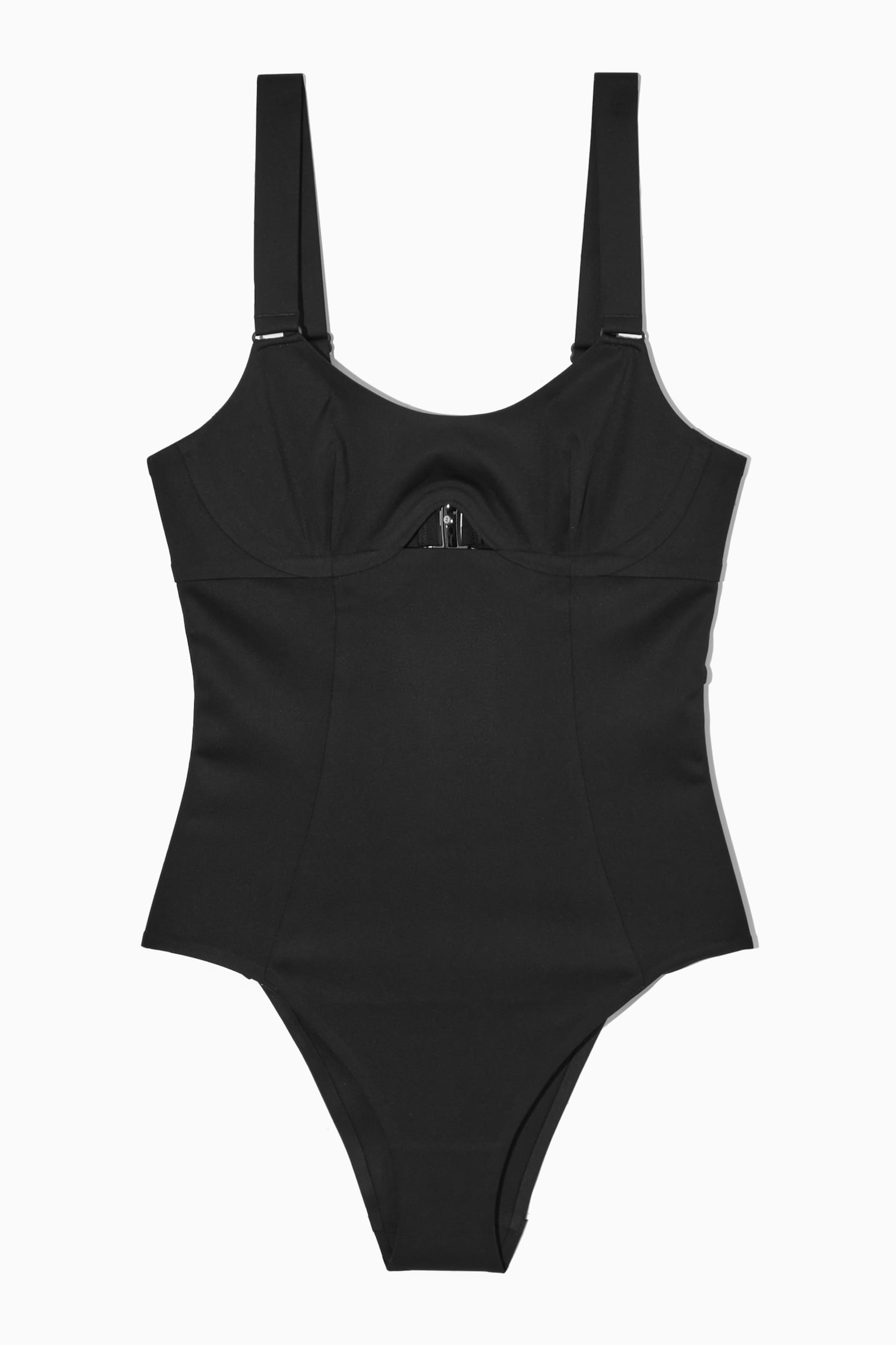 CUT-OUT SCOOP-NECK SWIMSUIT - BLACK - 1