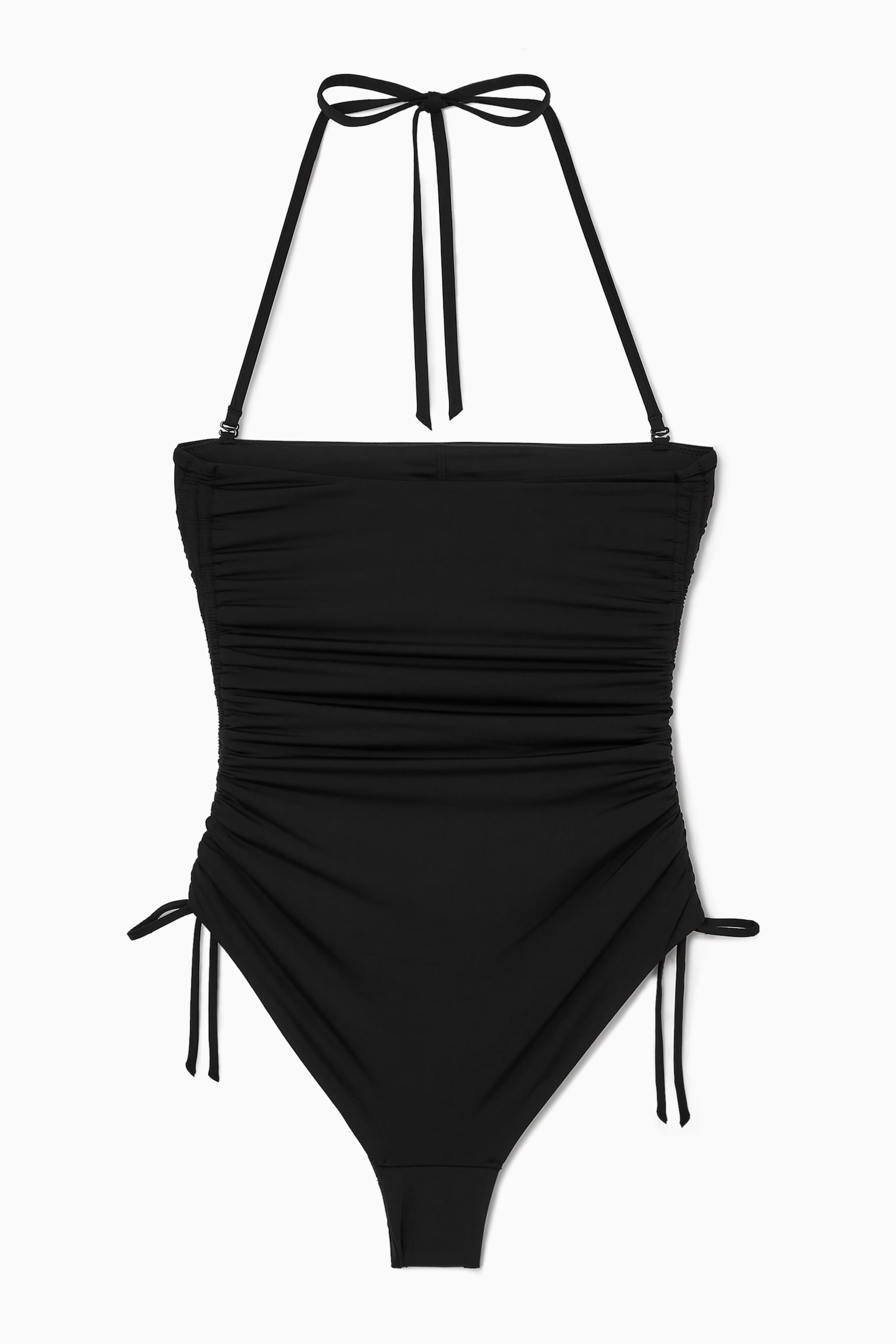 RUCHED BANDEAU SWIMSUIT - BLACK/NAVY / STRIPED - 9