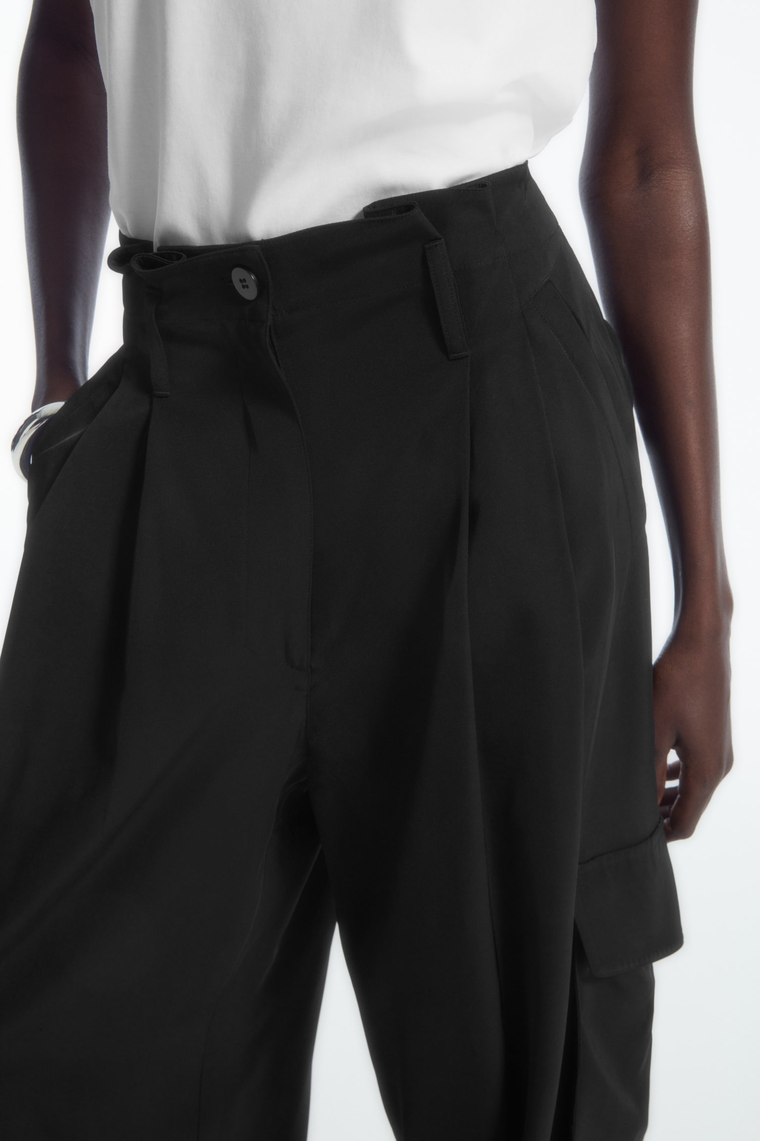 PAPERBAG UTILITY TROUSERS - BLACK/TEAL - 5