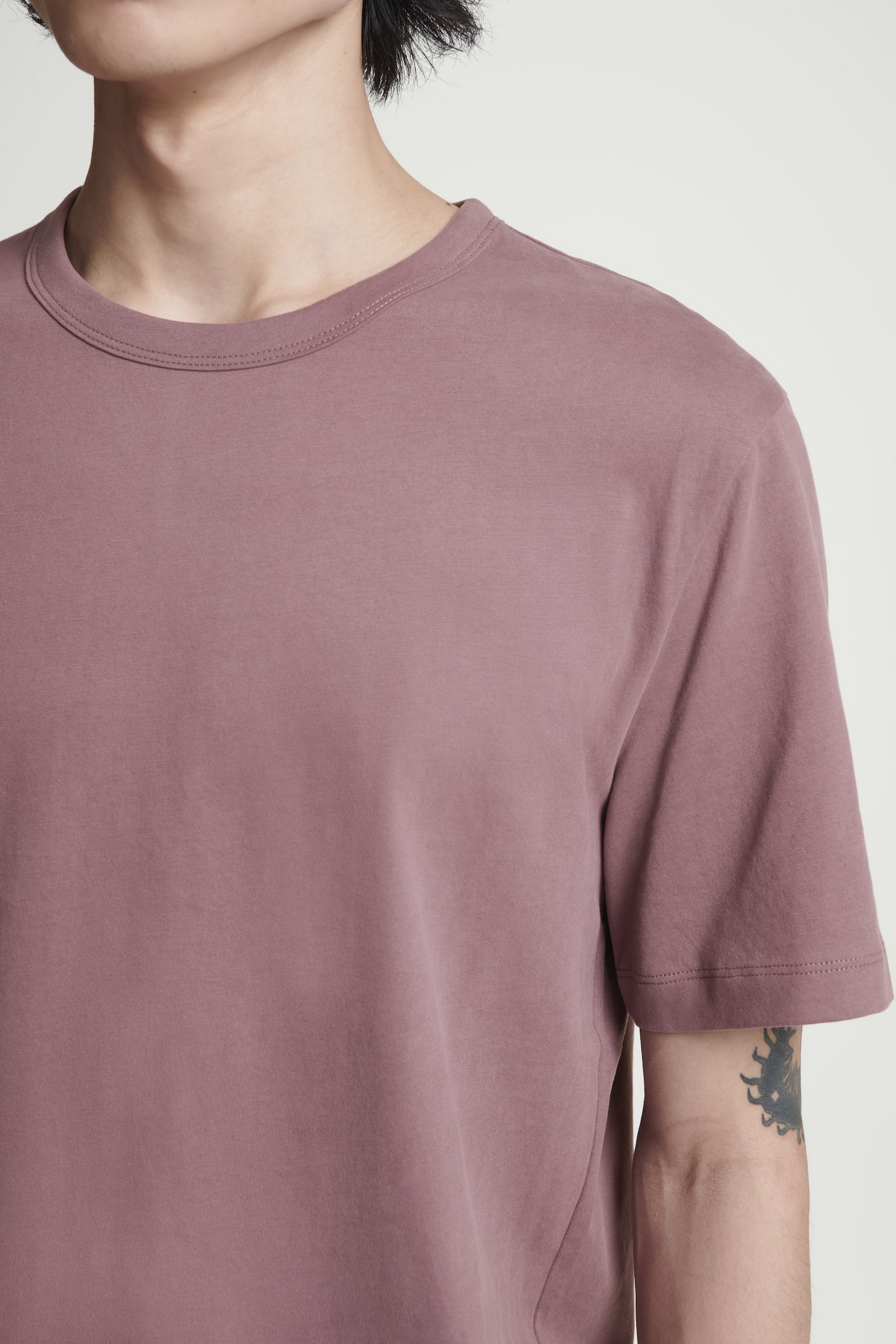 REGULAR LIGHTWEIGHT BRUSHED-COTTON T-SHIRT - MAUVE/BLACK/DARK GREEN/INDIGO BLUE/GREY MÉLANGE/White/BRIGHT GREEN/YELLOW/BLUE/COBALT BLUE/LIGHT BLUE/DUSTY GREEN - 6