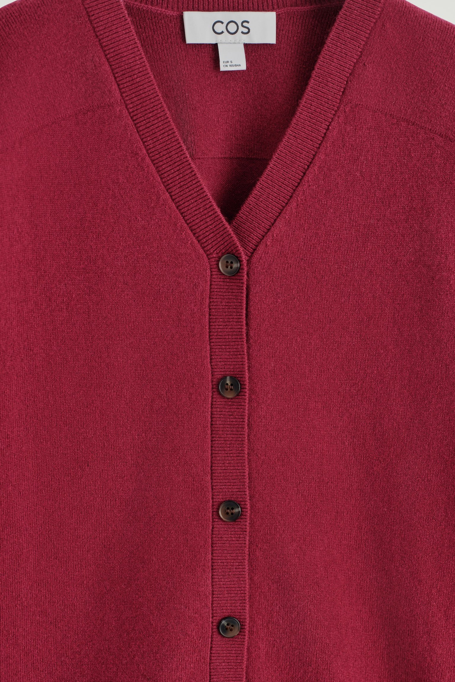 CARDIGAN CON SCOLLO A V IN LANA MERINO - ROSSO/MARRONE SCURO/BEIGE MÉLANGE - 6