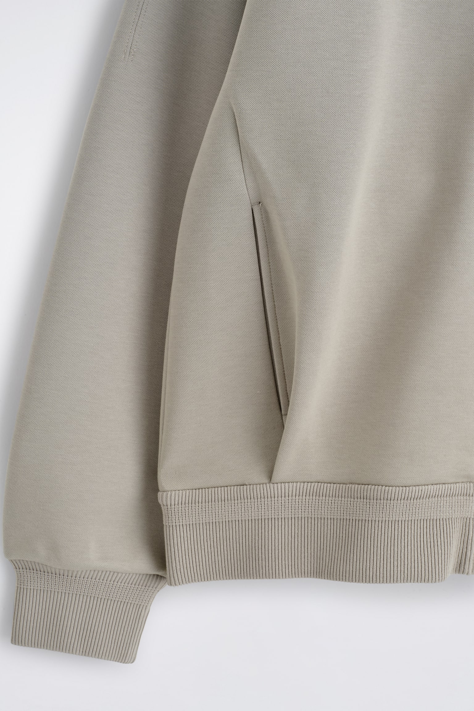 FELPA CON CAPPUCCIO E CERNIERA IN PIQUÉ DI COTONE - BEIGE - 5