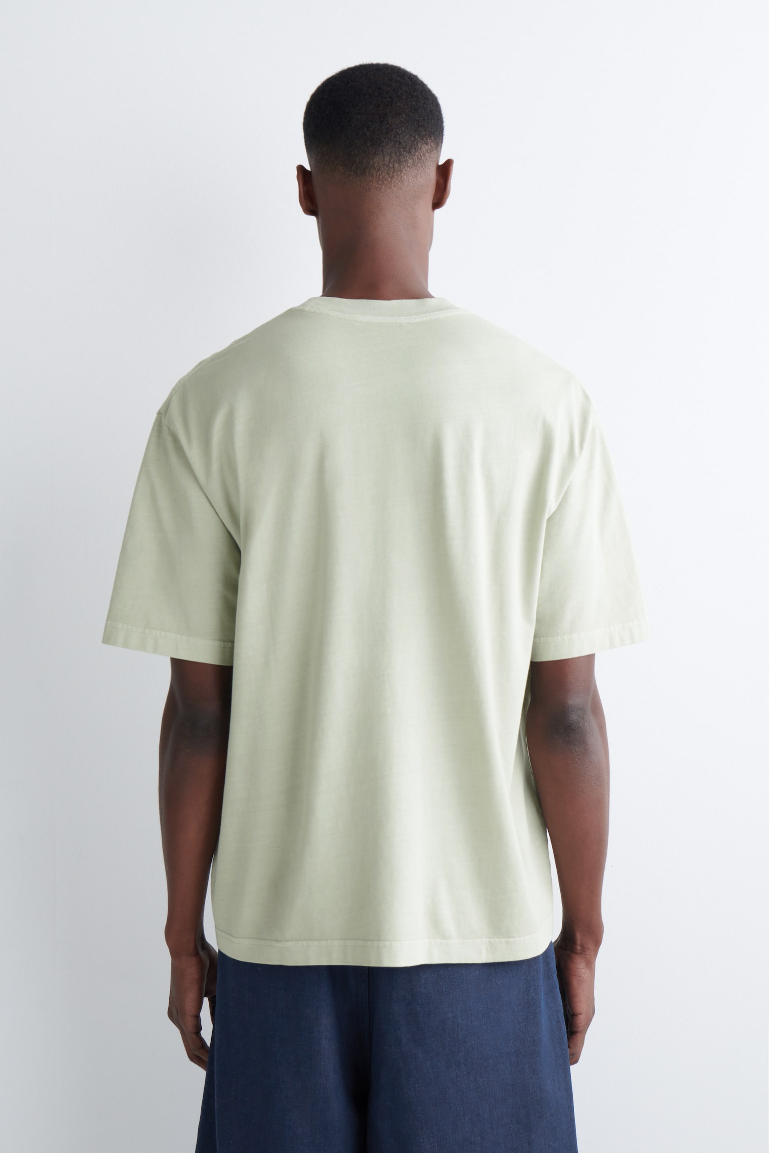 LOCKERES LEICHTES BAUMWOLL-T-SHIRT - HELLGRÜN/WEISS/SCHWARZ/NAVYBLAU/DUNKELBRAUN - 4