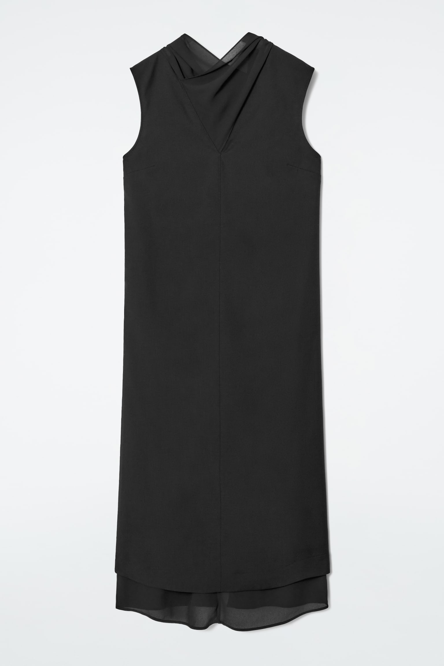 LAYERED WOOL DRESS - BLACK - 2