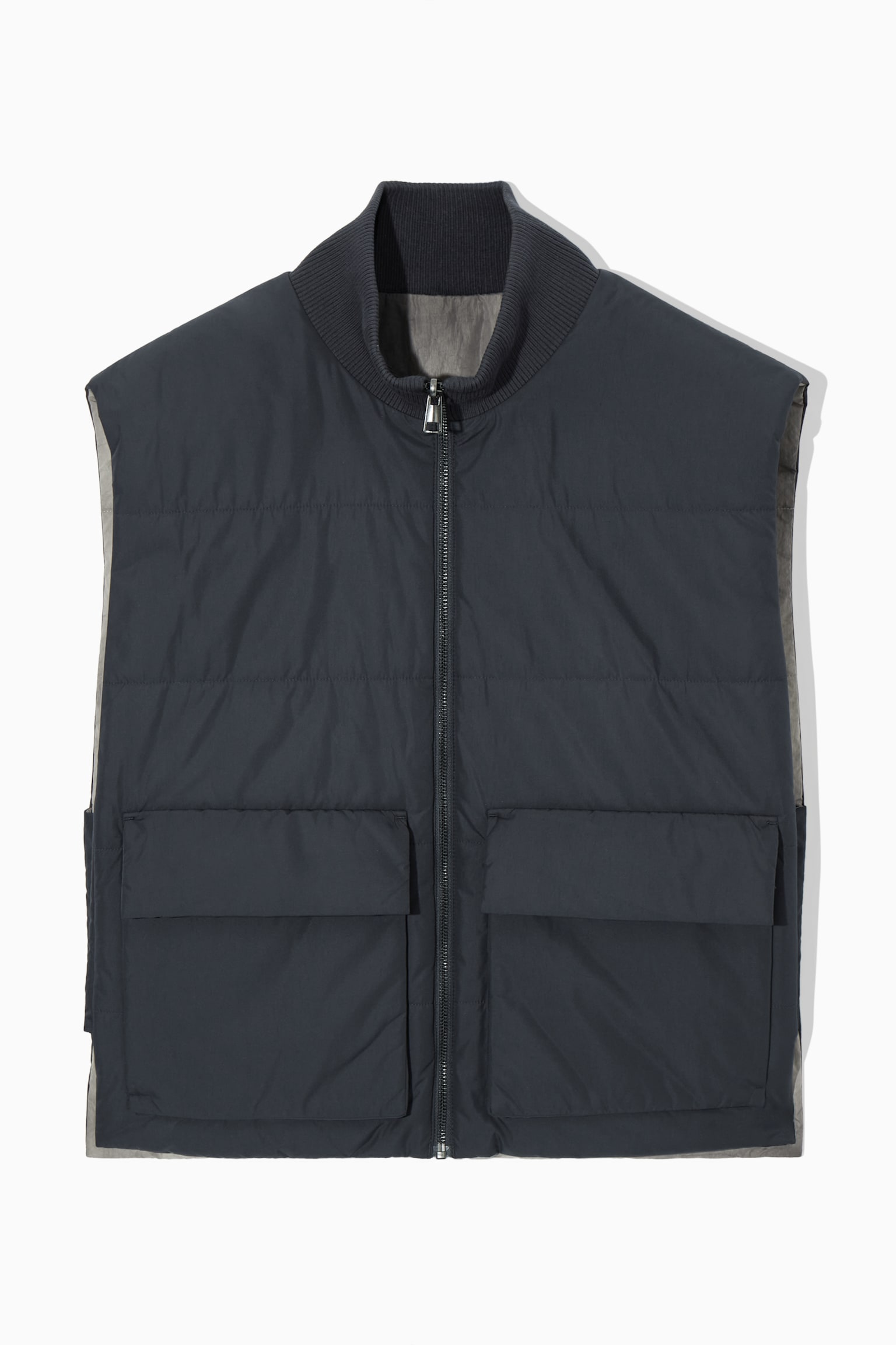 REVERSIBLE PADDED UTILITY GILET - GREY / NAVY - 2