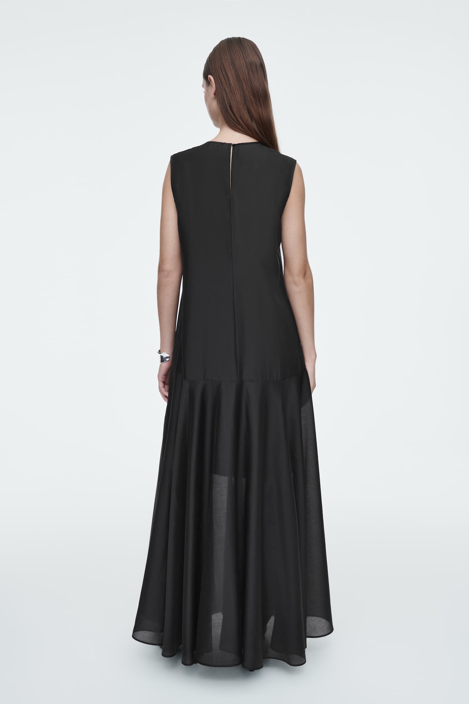 SHEER MAXI DRESS - BLACK - 5