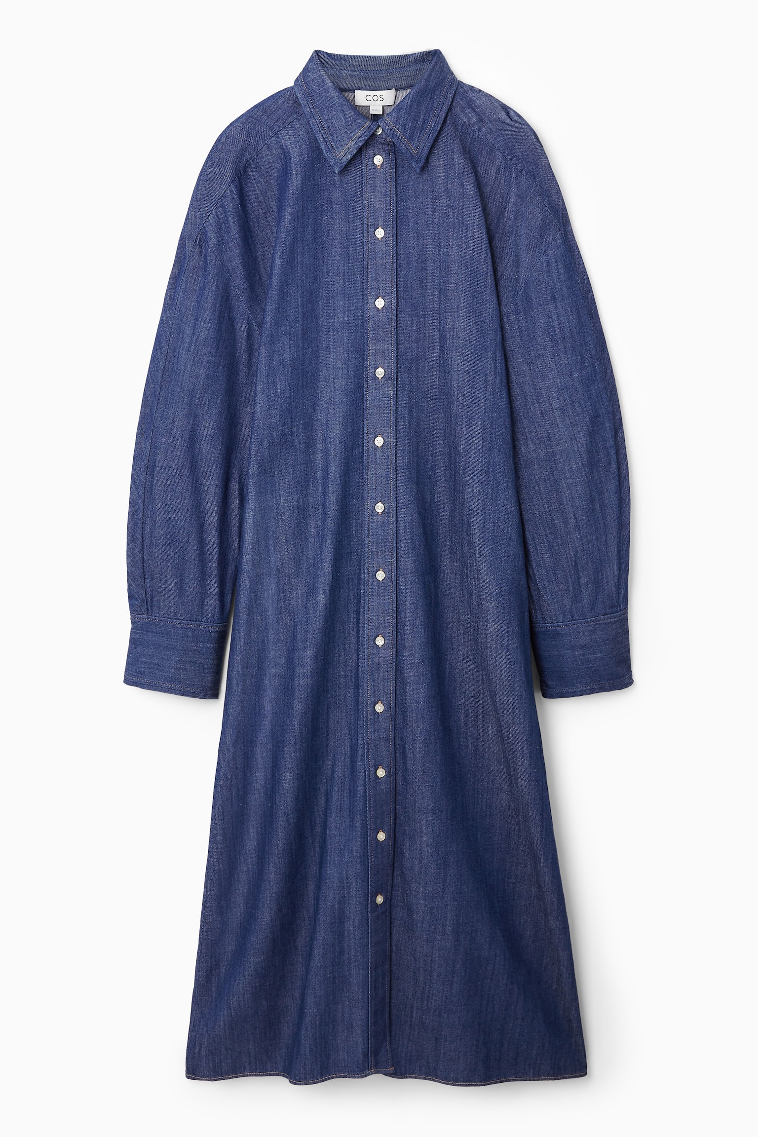 ROUNDED DENIM SHIRT DRESS - BLUE - 2