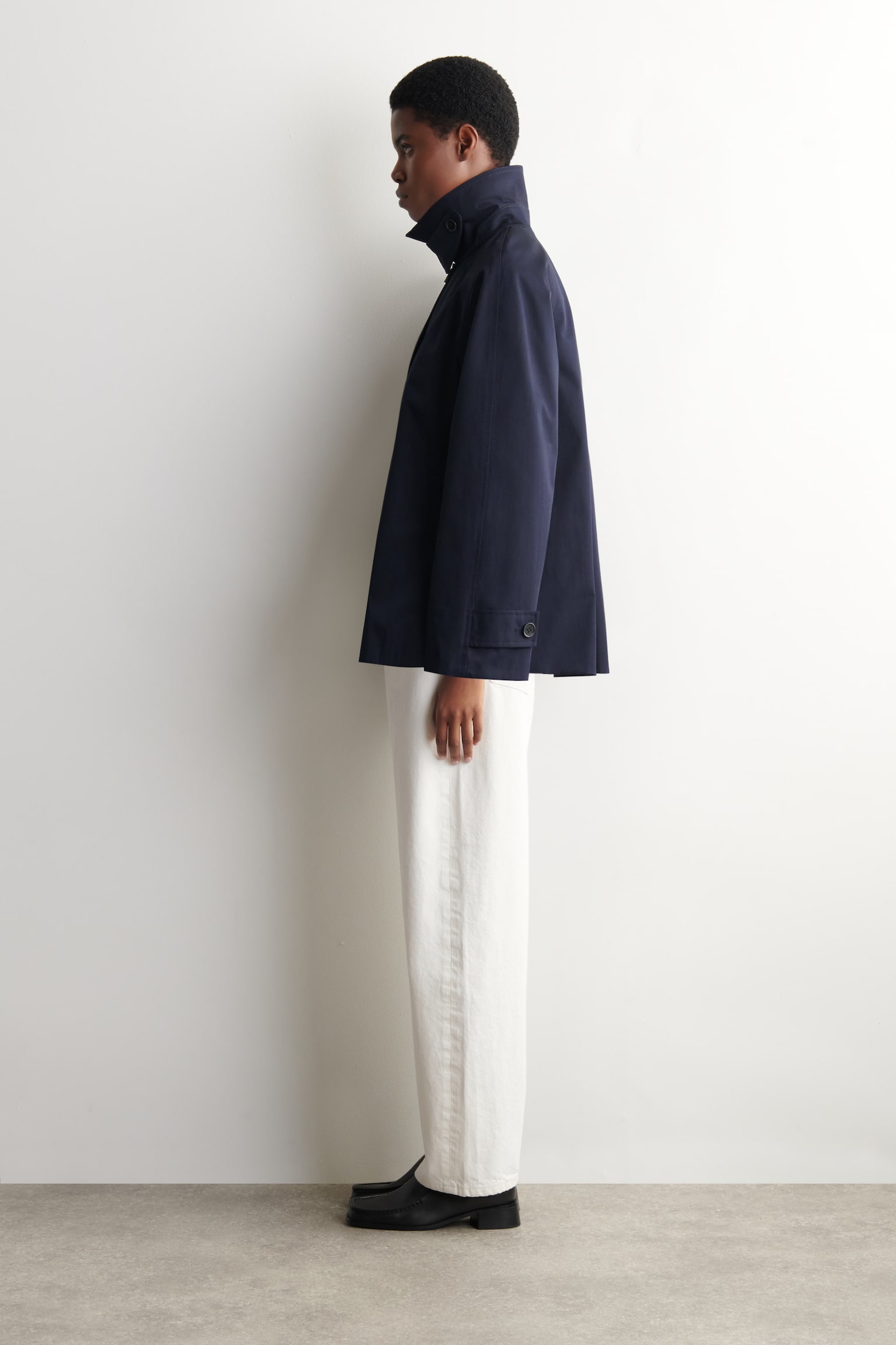 JACKA MED A-SILHUETT I BOMULLSTWILL - MARINBLÅ/KHAKI - 4