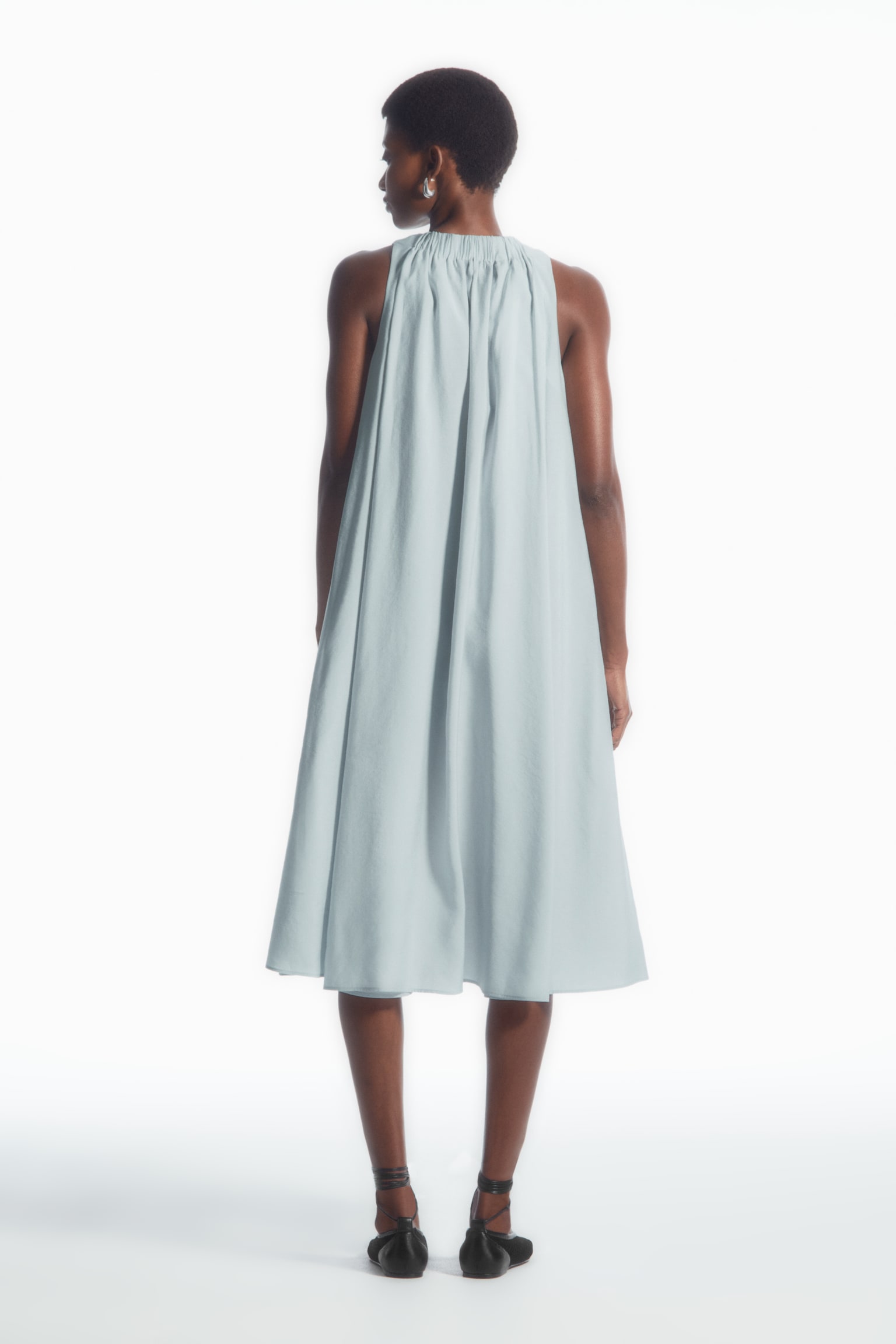 RACER-NECK MIDI DRESS - LIGHT BLUE/BLACK - 5