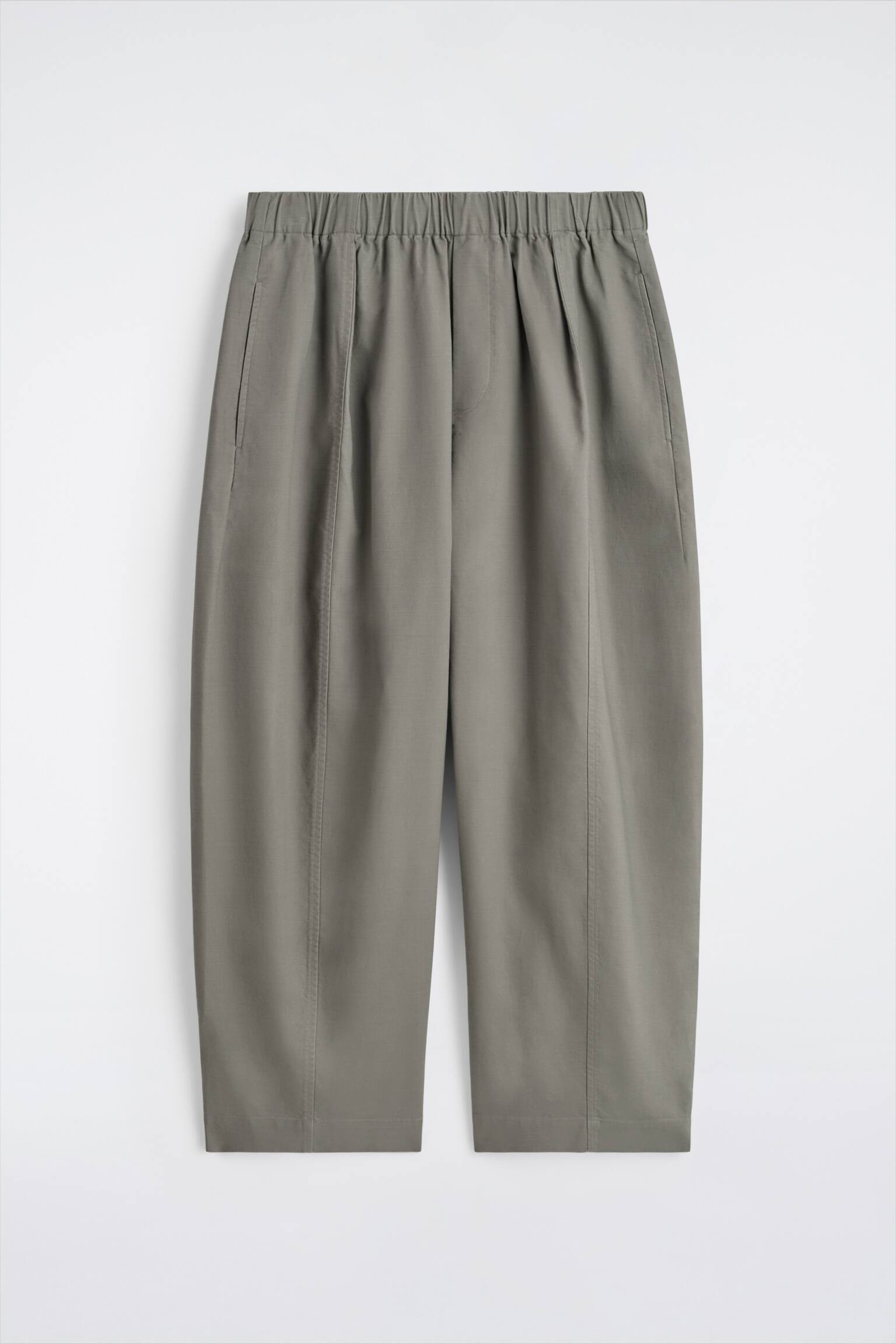 Puuvillaiset lyhennetyt rentomalliset tynnyrilahkeiset housut - Harmaa/beige/musta - 2