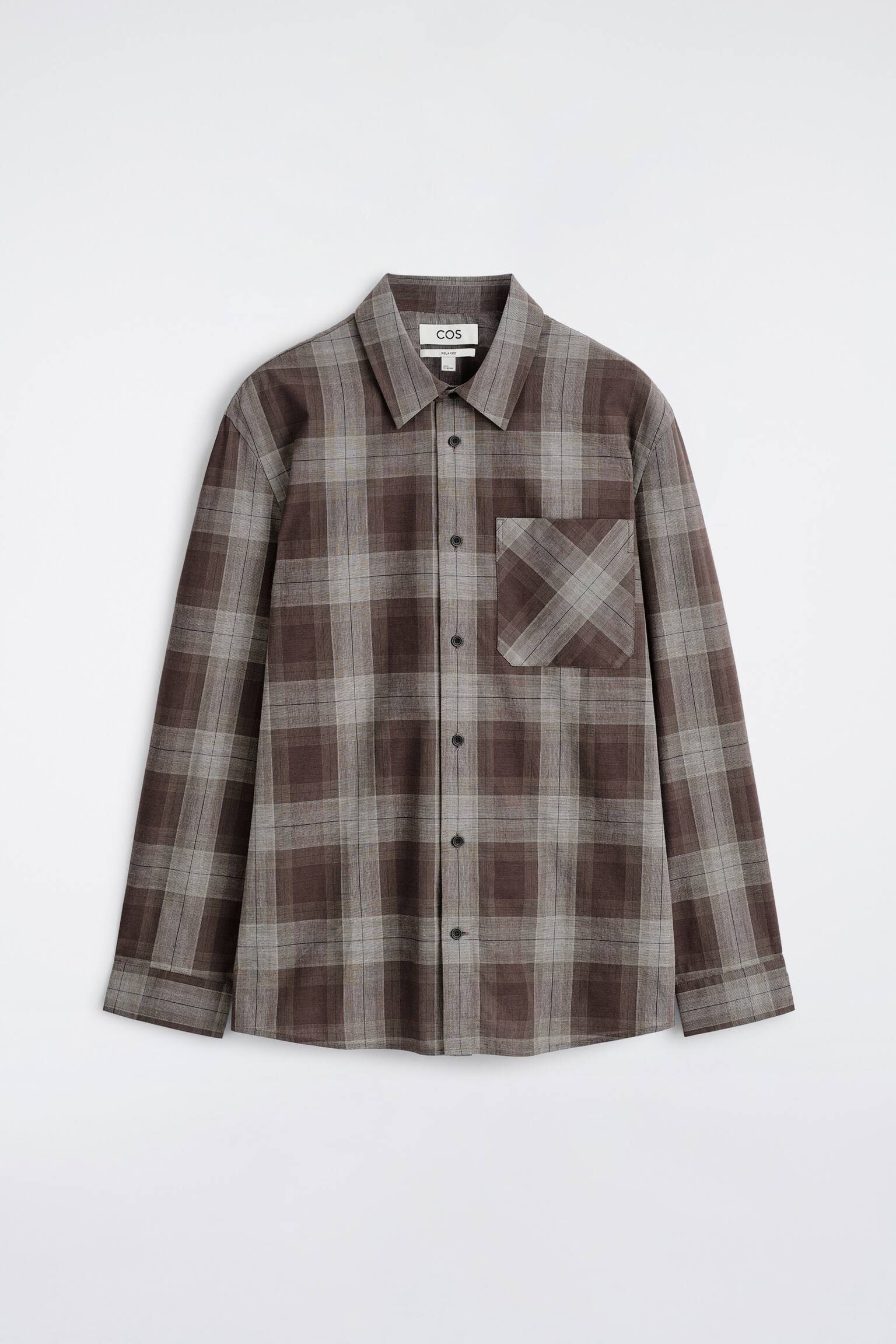РИЗА ОТ ЧЕТКАН ПАМУК С КАРЕ - BROWN / CHECKED - 1