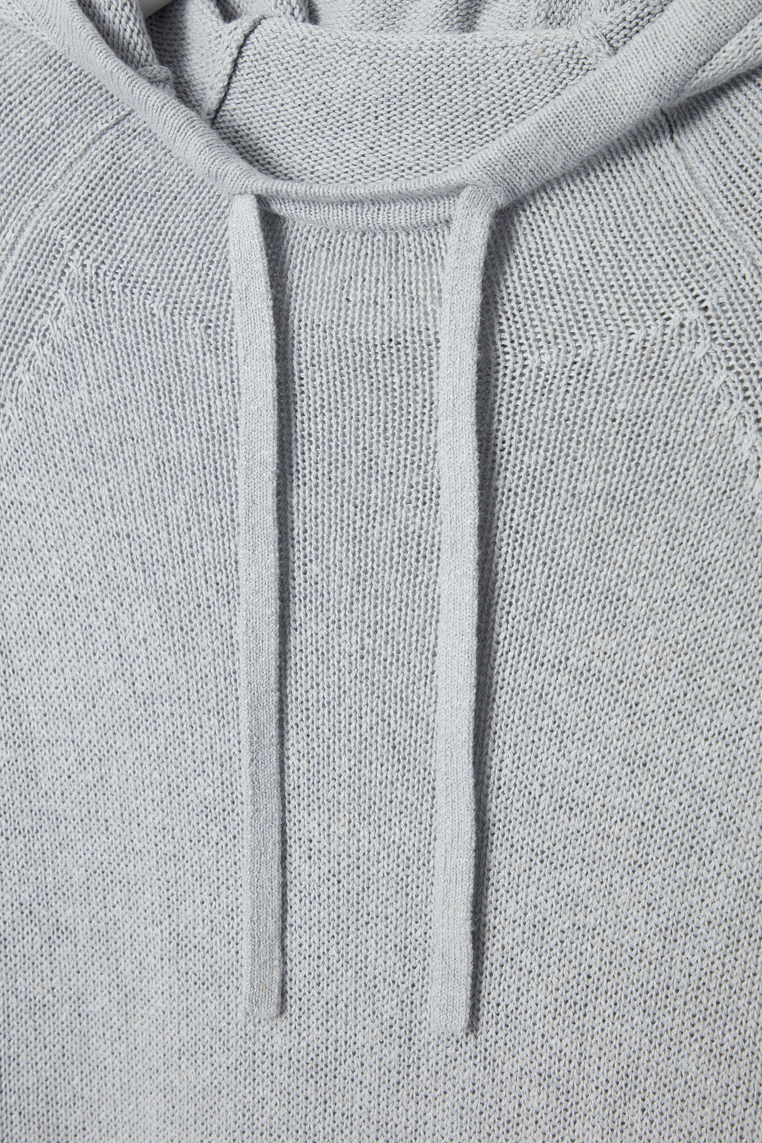 KNITTED LINEN-BLEND HOODIE - DUSTY BLUE/WHITE/BLACK - 5