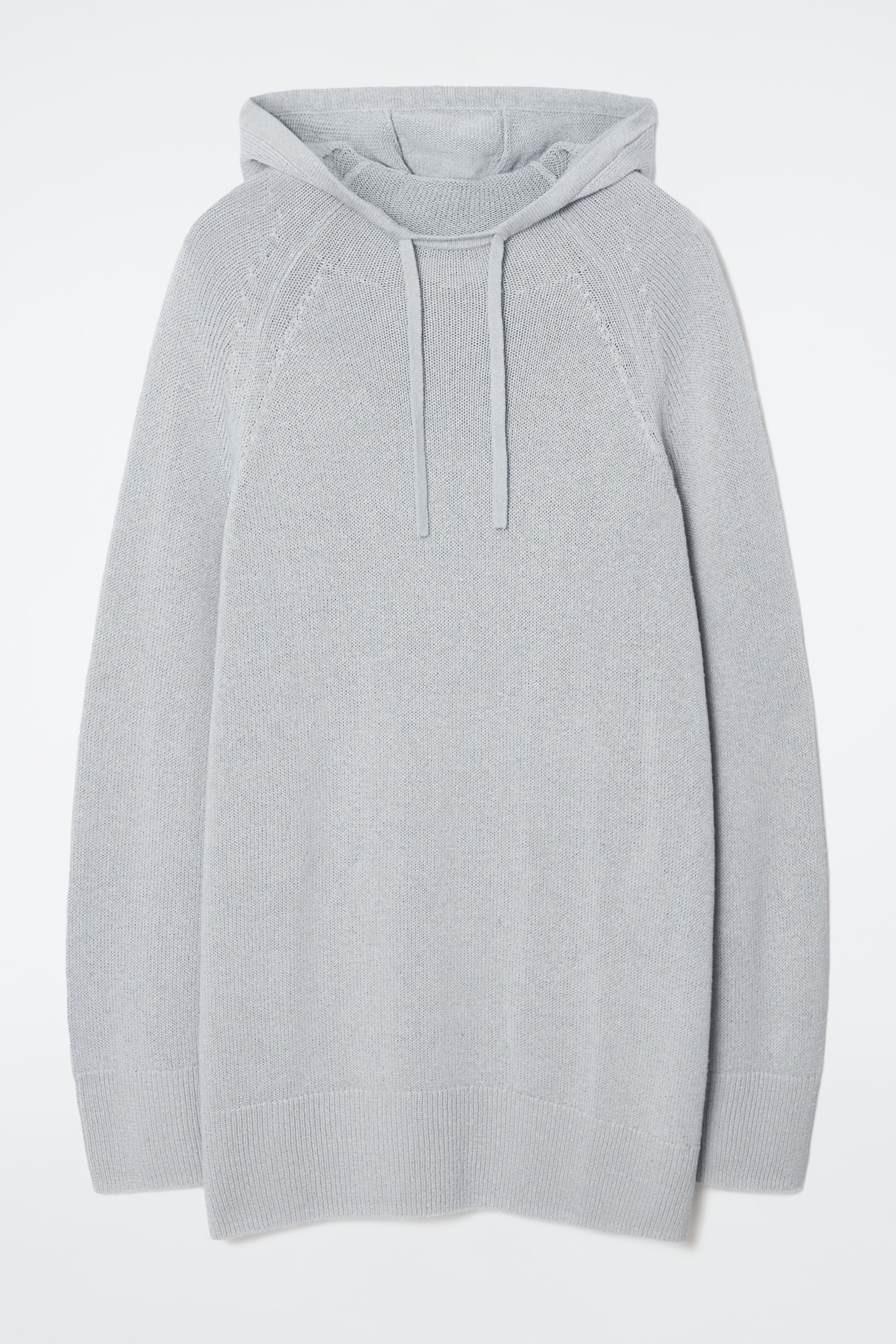 KNITTED LINEN-BLEND HOODIE - DUSTY BLUE/WHITE/BLACK - 2