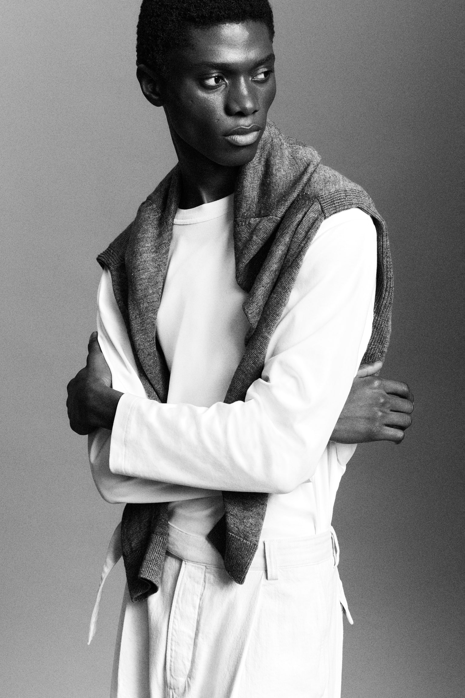 Ontspannen jersey interlock T-shirt met lange mouwen - WIT/ZWART/Zwart / Gestreept/LICHTROZE - 4