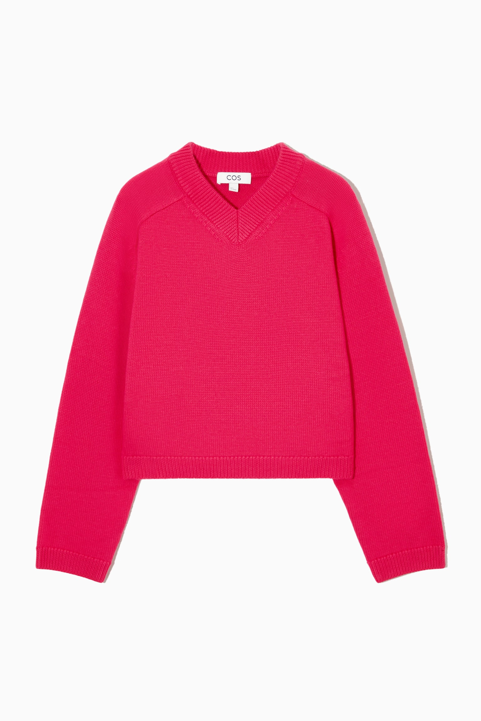 V-NECK MERINO WOOL JUMPER - BRIGHT PINK - 1