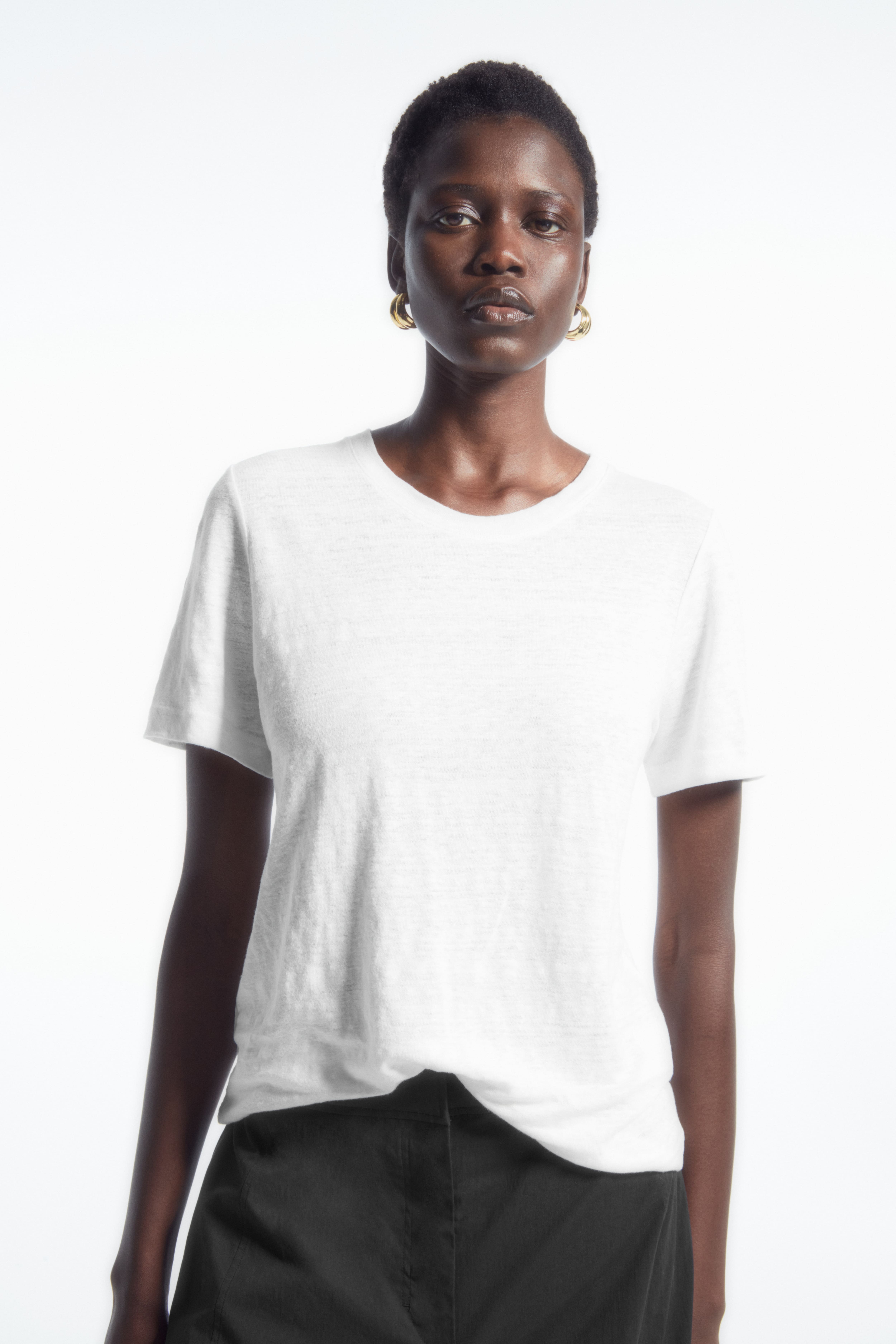 T SHIRT REGULAR EN LIN Blanc FEMME H M CH