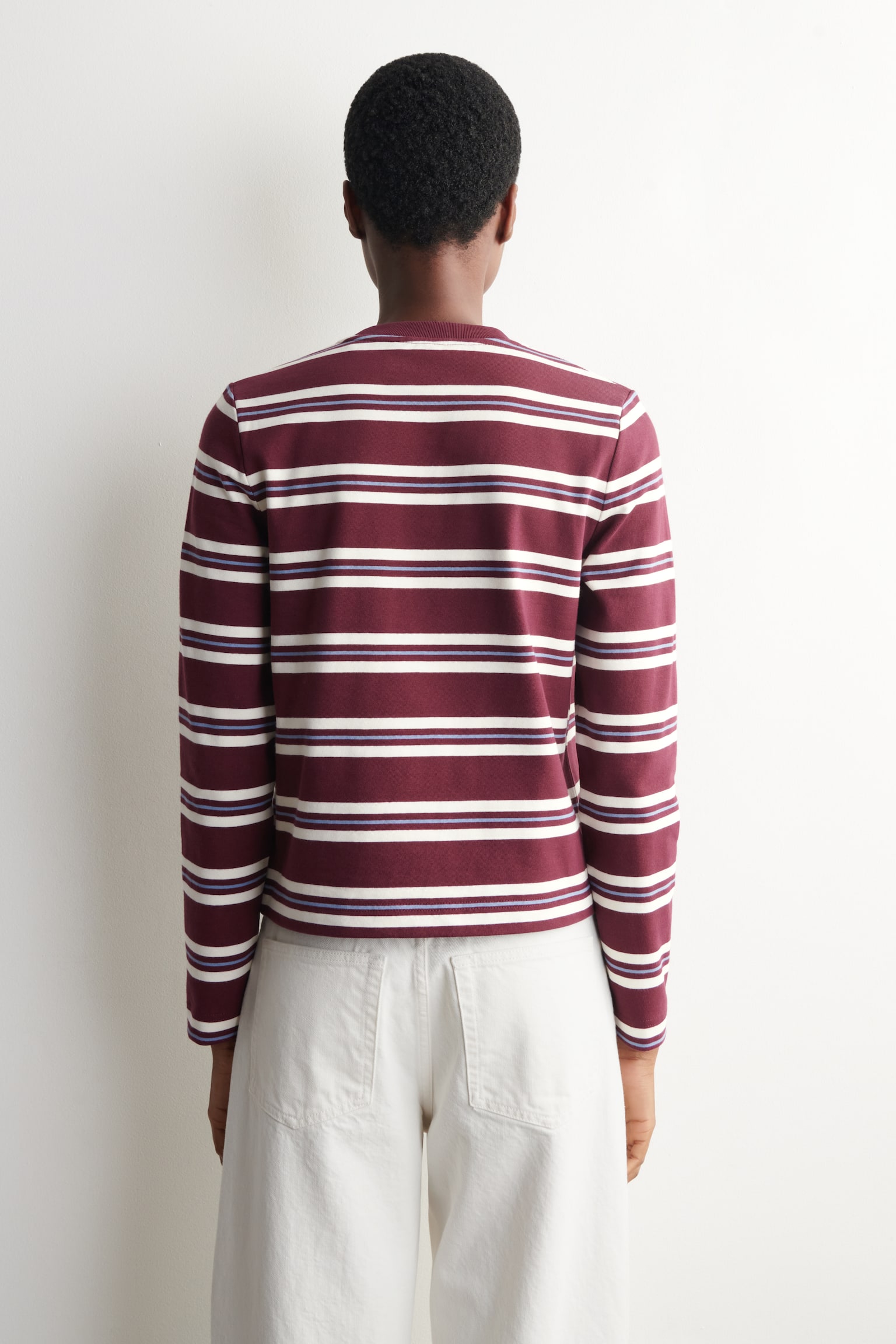 NET GESNEDEN LANGEMOUWIGE T-SHIRT - Bordeaux / gestreept/BLAUW/Beige gemêleerd - 4