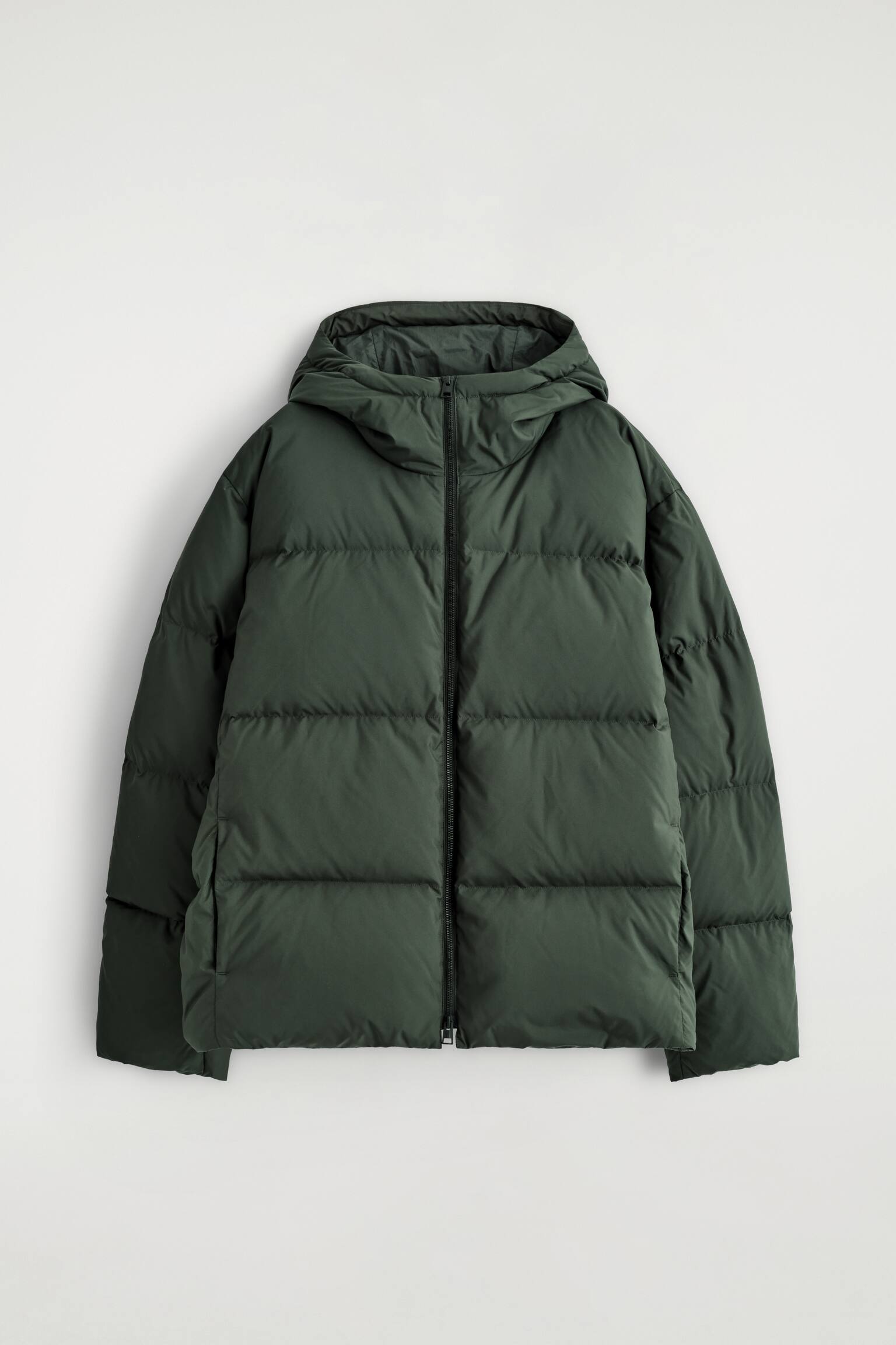 PIUMINO CON CAPPUCCIO - VERDE SCURO/NERO/MARRONE SCURO - 1