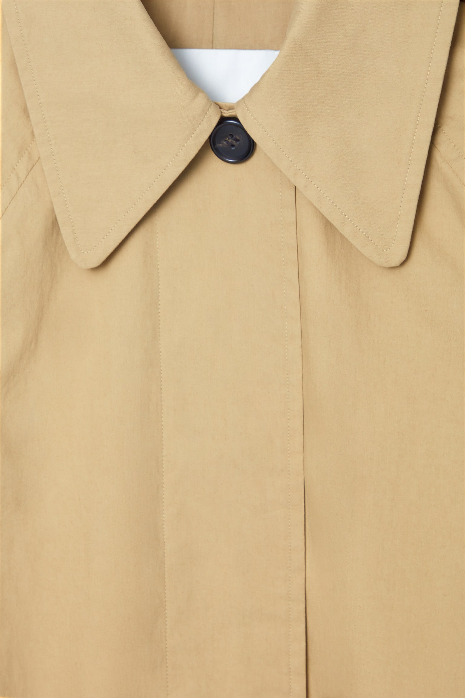 DETACHABLE-HOOD SHORT TRENCH COAT - BEIGE - 4