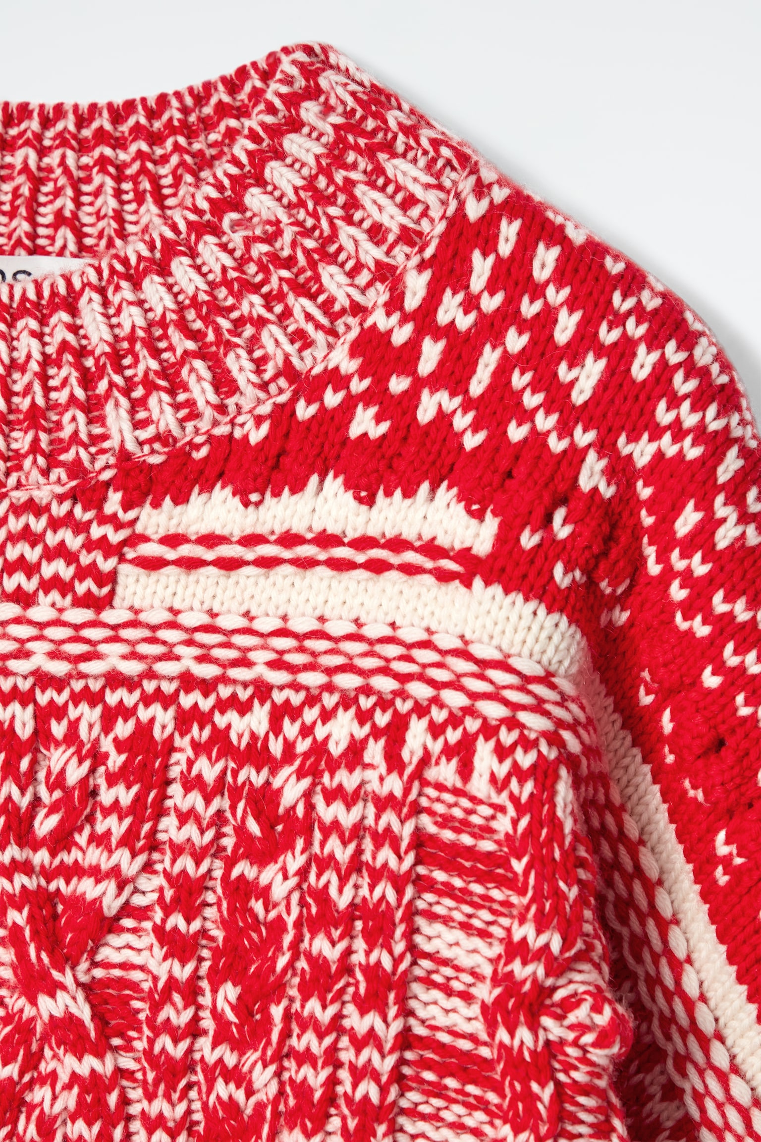 FAIR ISLE MERINO WOOL JUMPER - RED / CREAM - 6