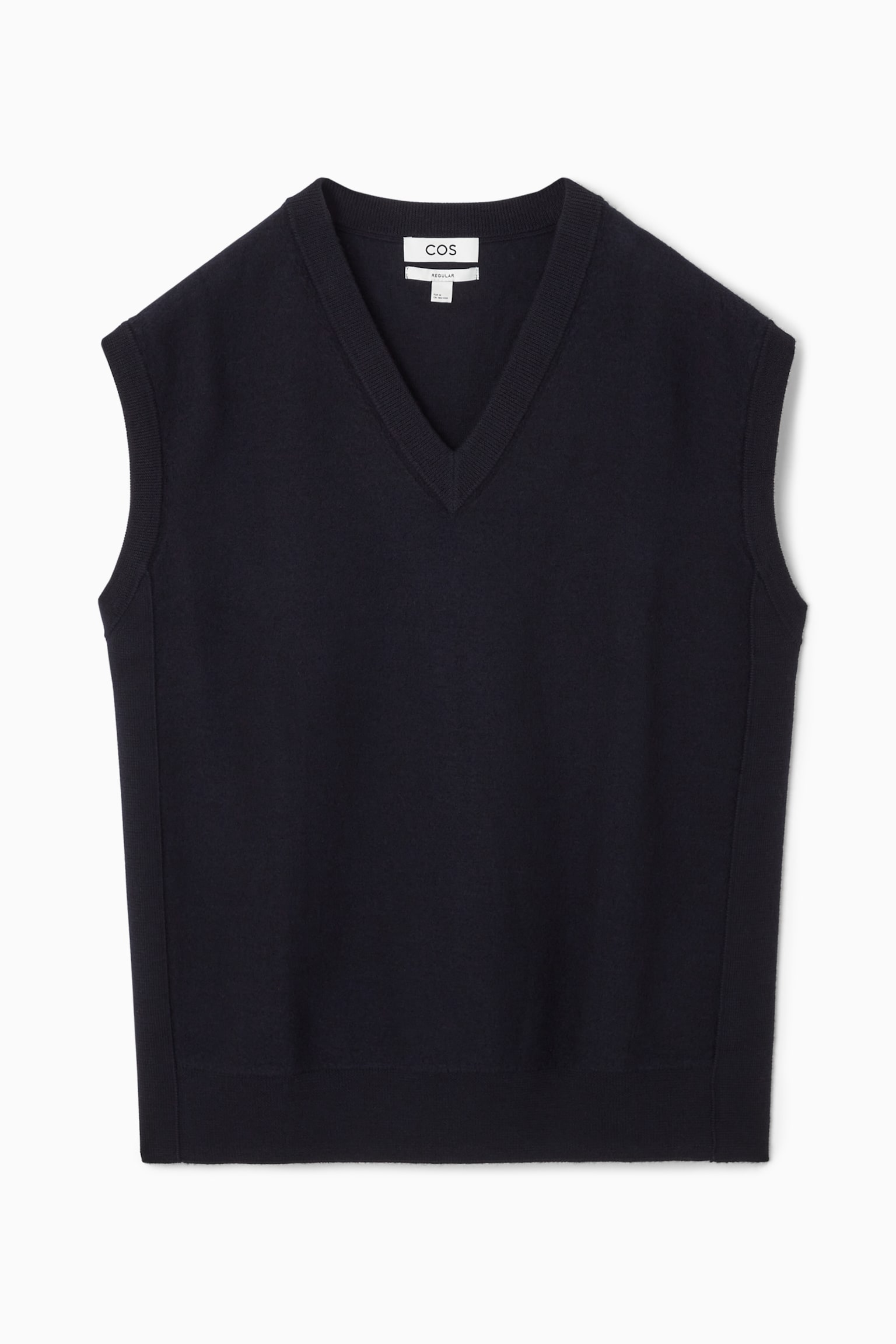 V-NECK BOILED-WOOL VEST - DARK NAVY - 2