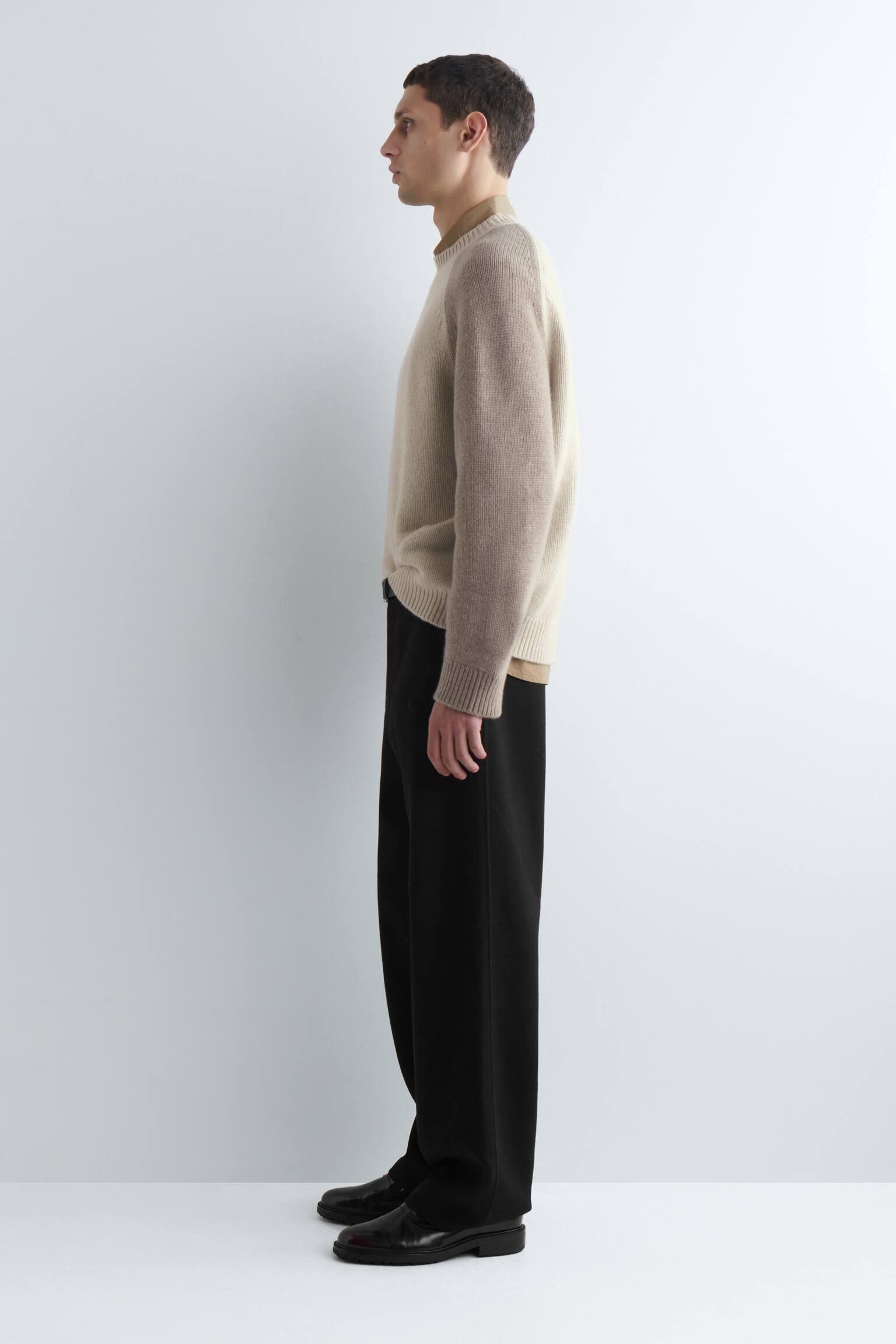 FÄRGDELAD KASHMIRTRÖJA - BEIGE/MULLVAD - 7
