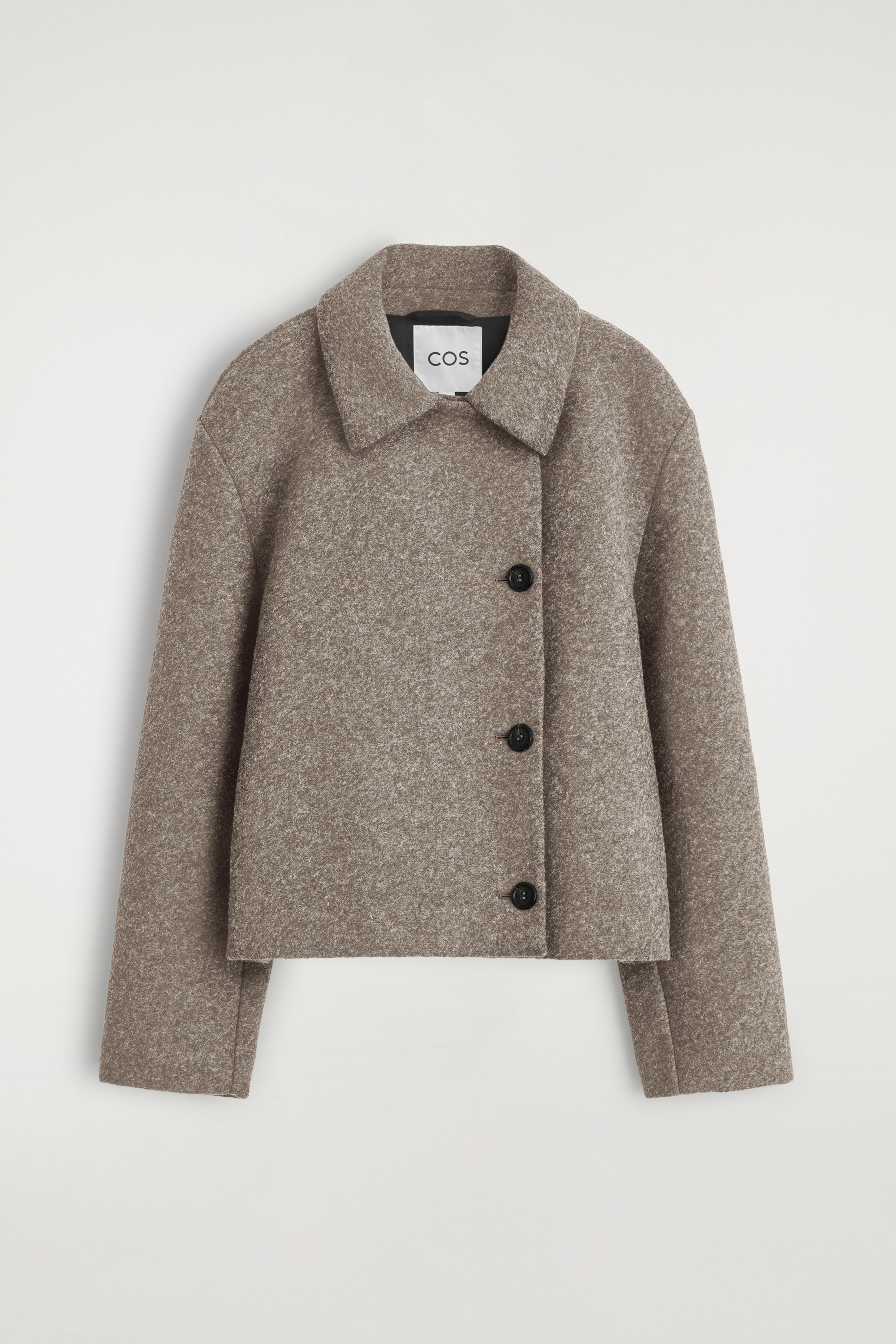 KURZJACKE AUS GEKOCHTEM WOLL-MIX - BEIGE MELIERT/DUNKELGRAU MELIERT
