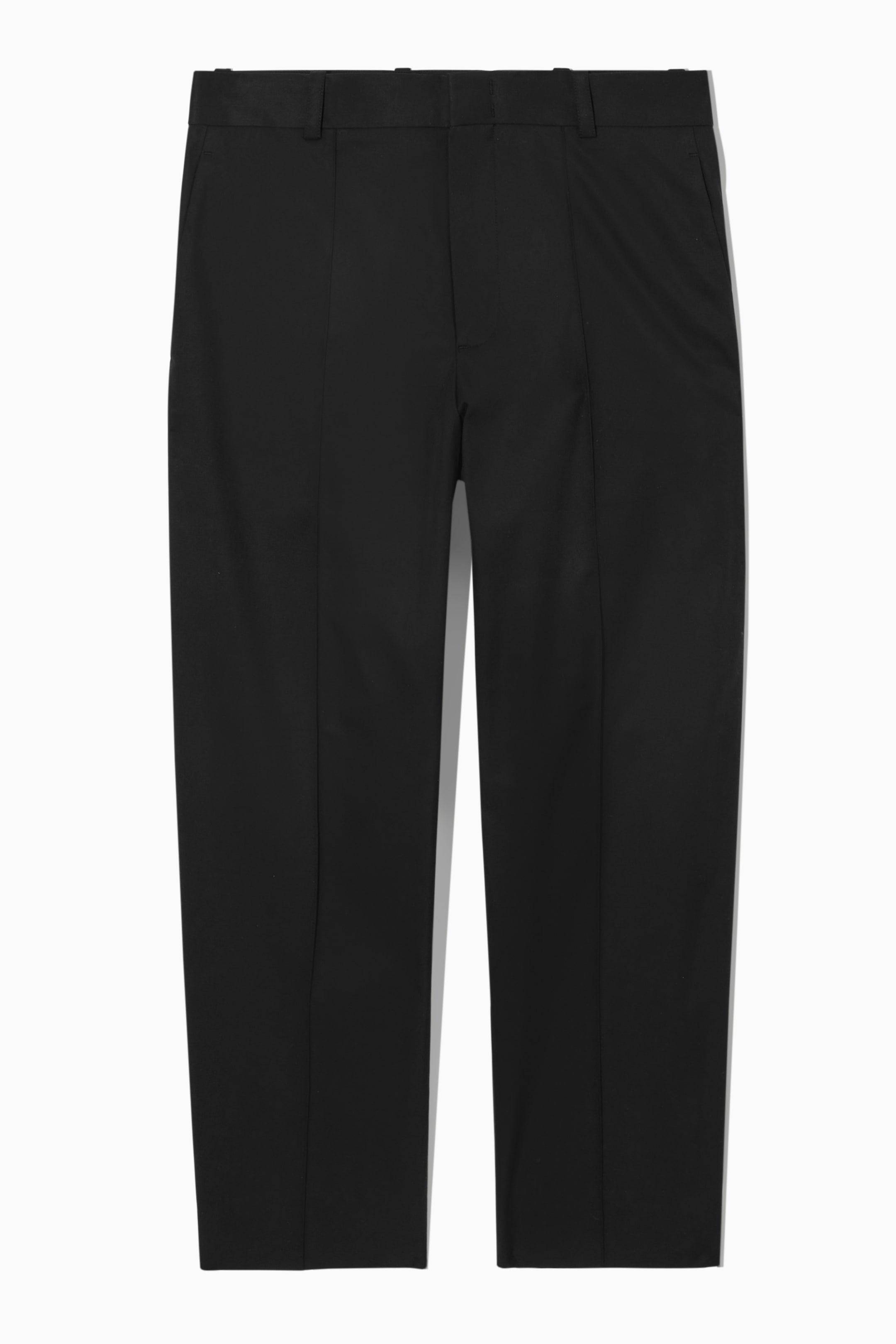 CROPPED STRAIGHT-LEG TWILL TROUSERS - Regular waist - Long - BLACK ...